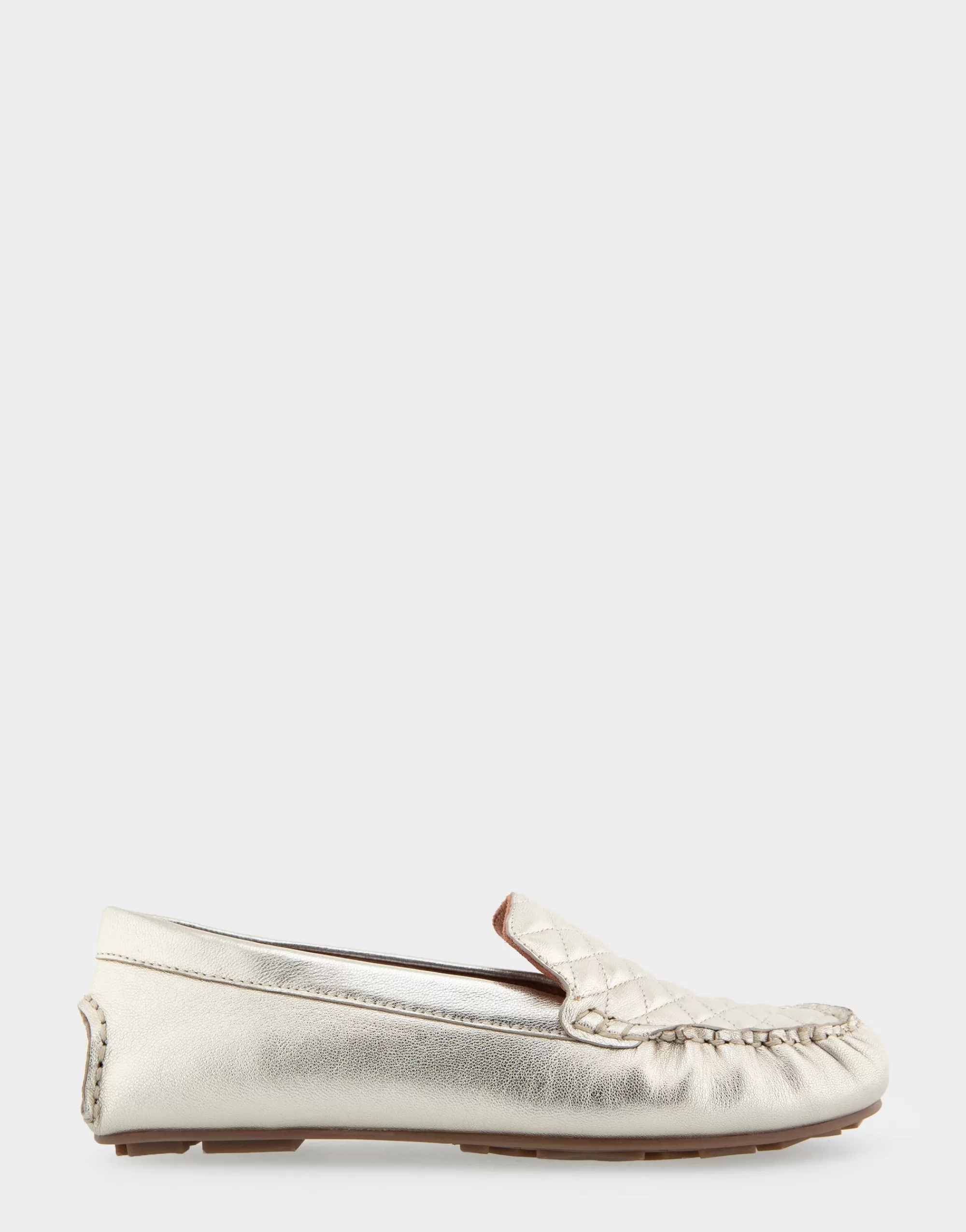 Aerosoles Loafers*Comfortable Women's Quilted Plug Driver Moc in Soft Gold Leather Leather