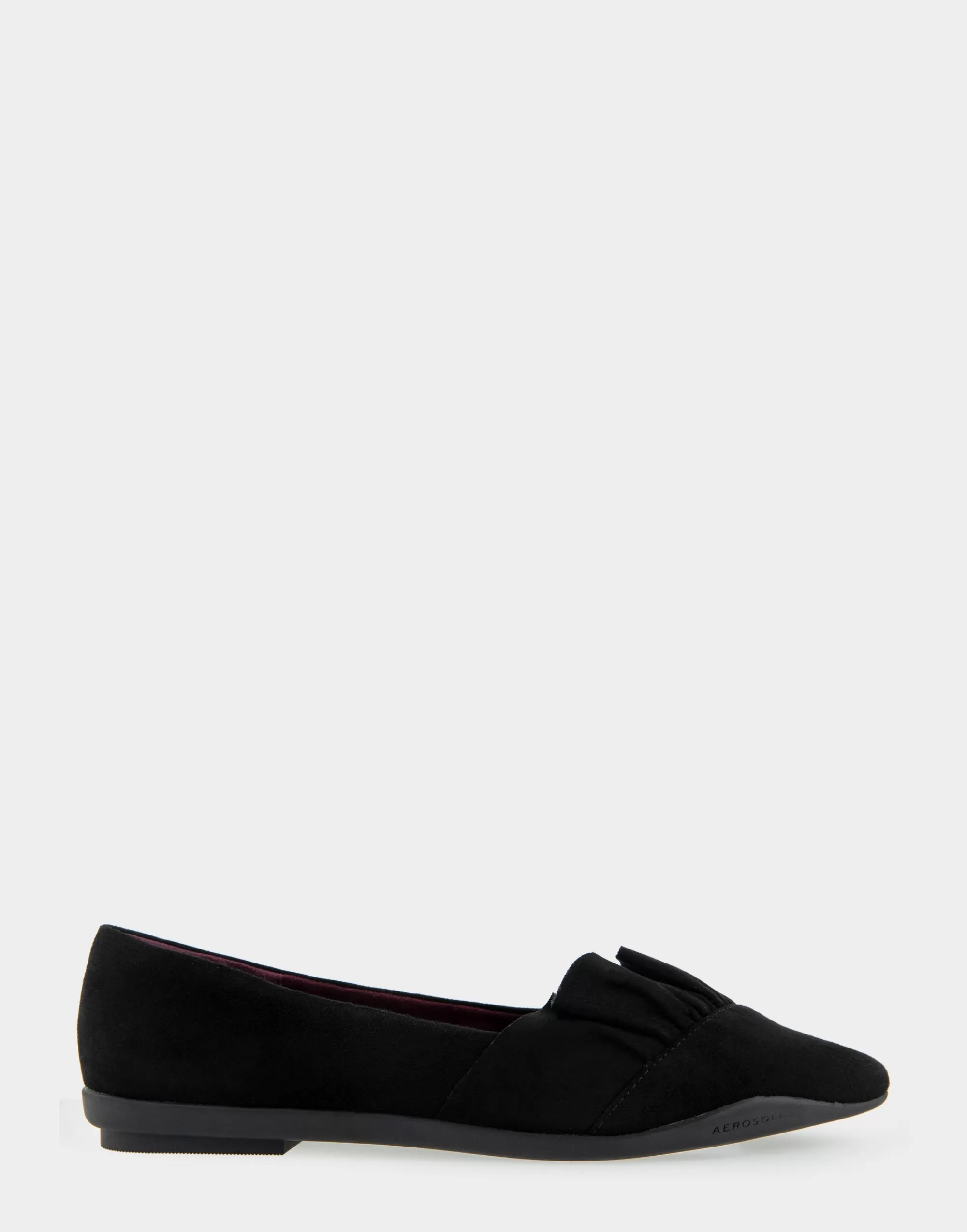 Aerosoles Clogs & Mules | Dress*Comfortable Women's Ruffled Point Toe Flat in Black Genuine Suede