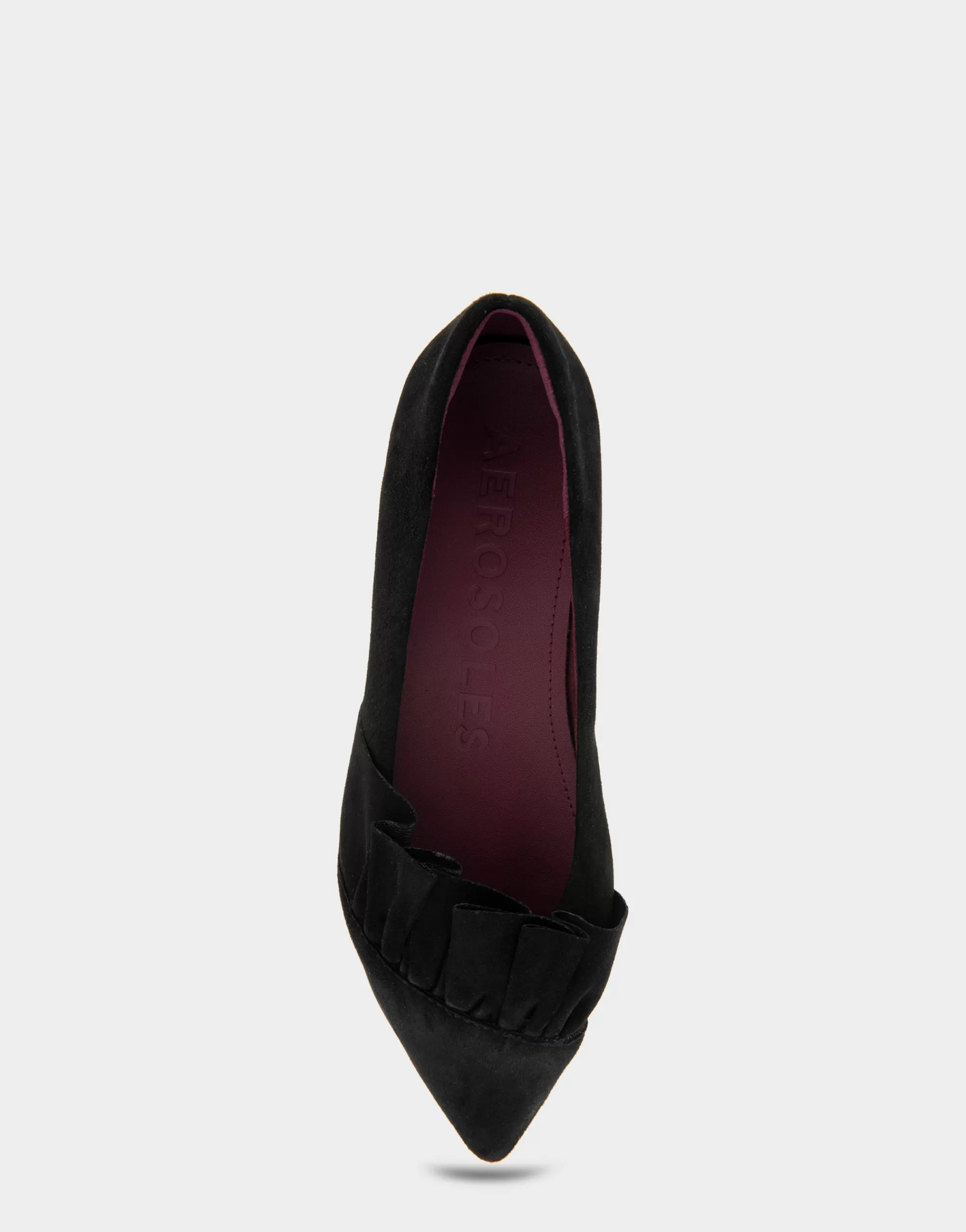 Aerosoles Clogs & Mules | Dress*Comfortable Women's Ruffled Point Toe Flat in Black Genuine Suede