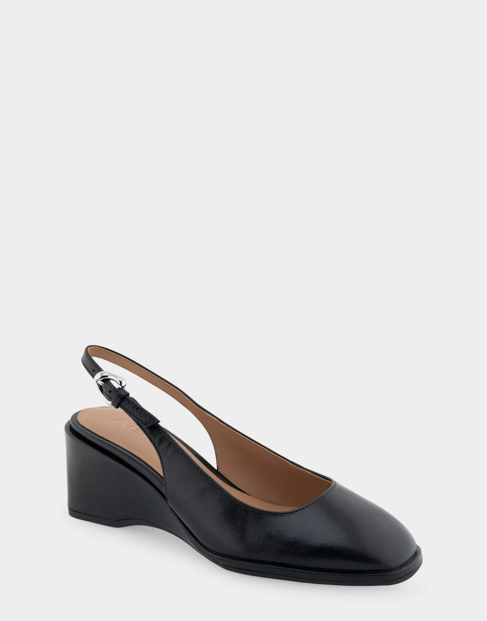 Aerosoles Wedges | Wedges*Comfortable Women's Sculpted Wedge Slingback in Black Leather