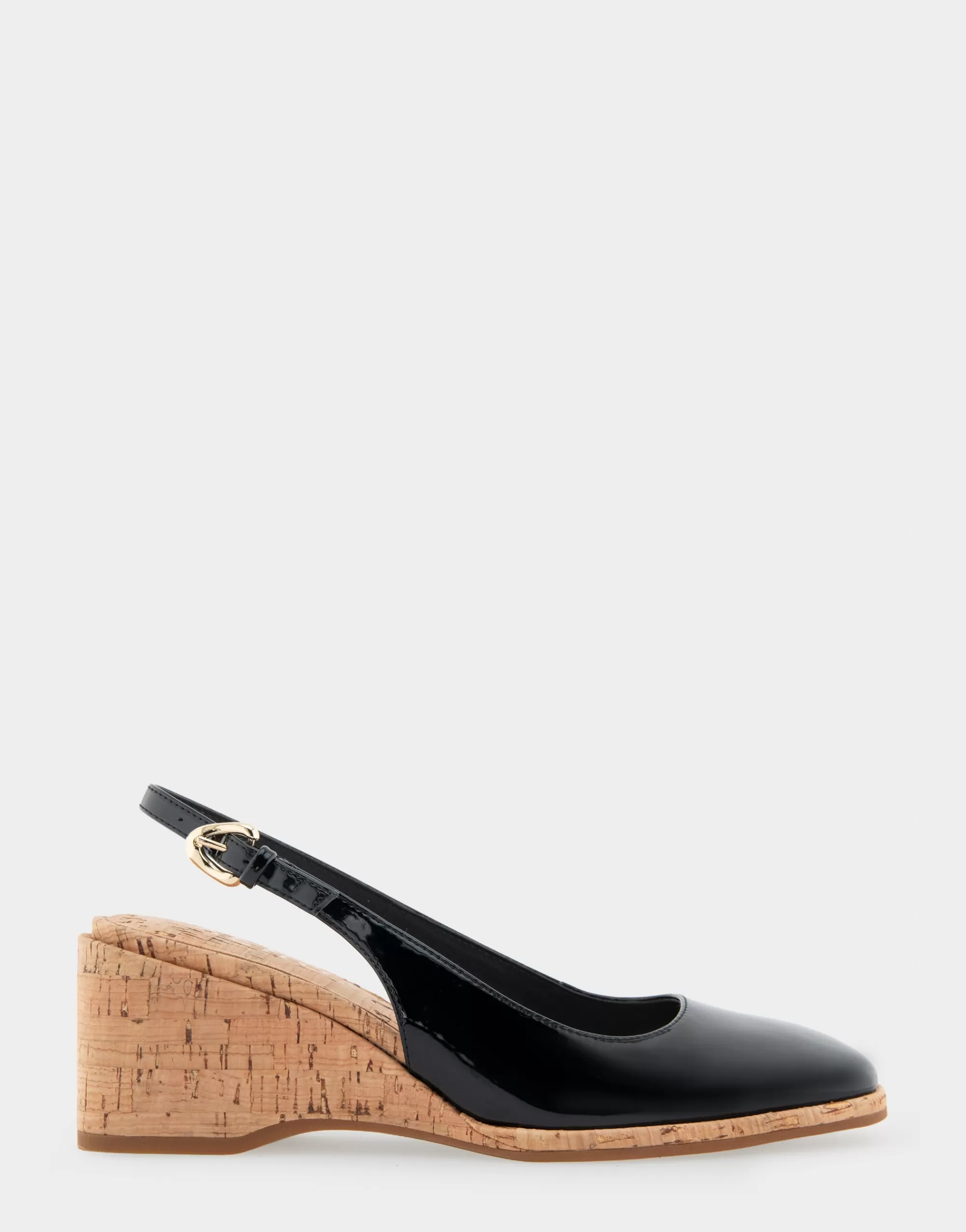 Aerosoles Wedges*Comfortable Women's Sculpted Wedge Slingback in Black Patent Faux Leather