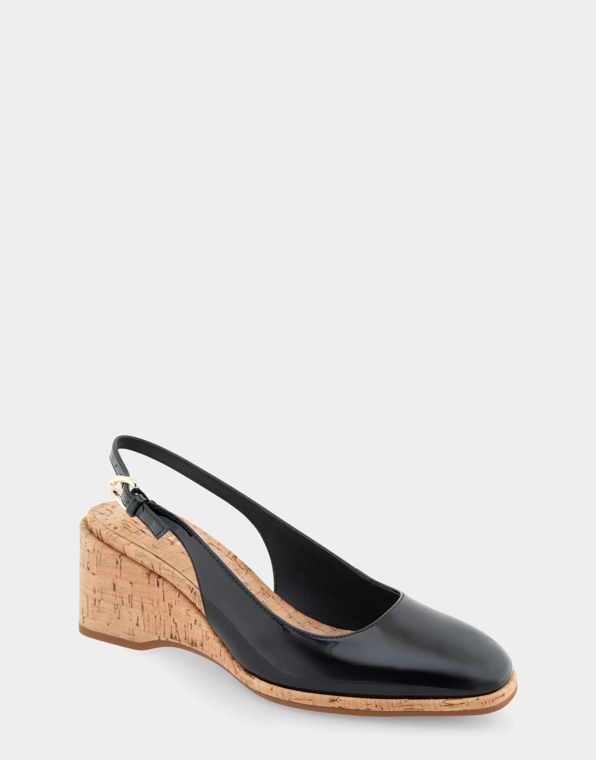 Aerosoles Wedges*Comfortable Women's Sculpted Wedge Slingback in Black Patent Faux Leather