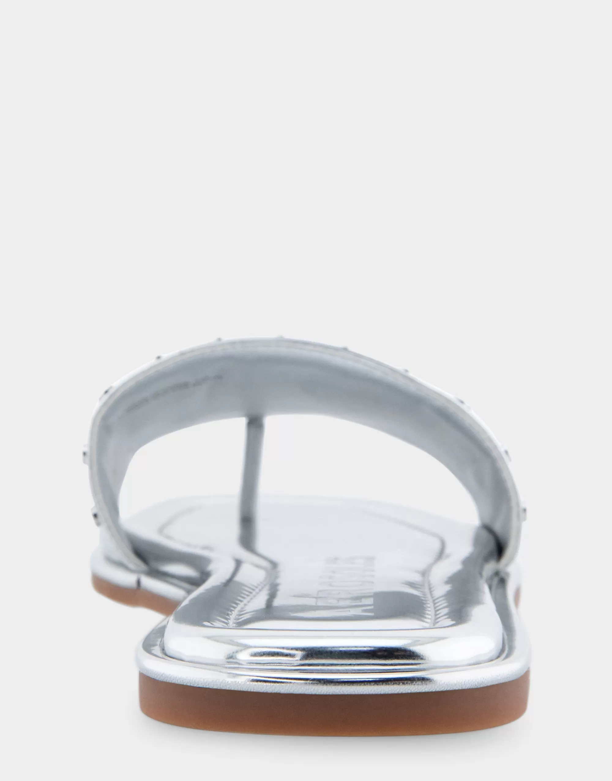 Aerosoles Slides | Flats*Comfortable Women's Single Band Slide Sandal in Silver Mirror Metallic Leather