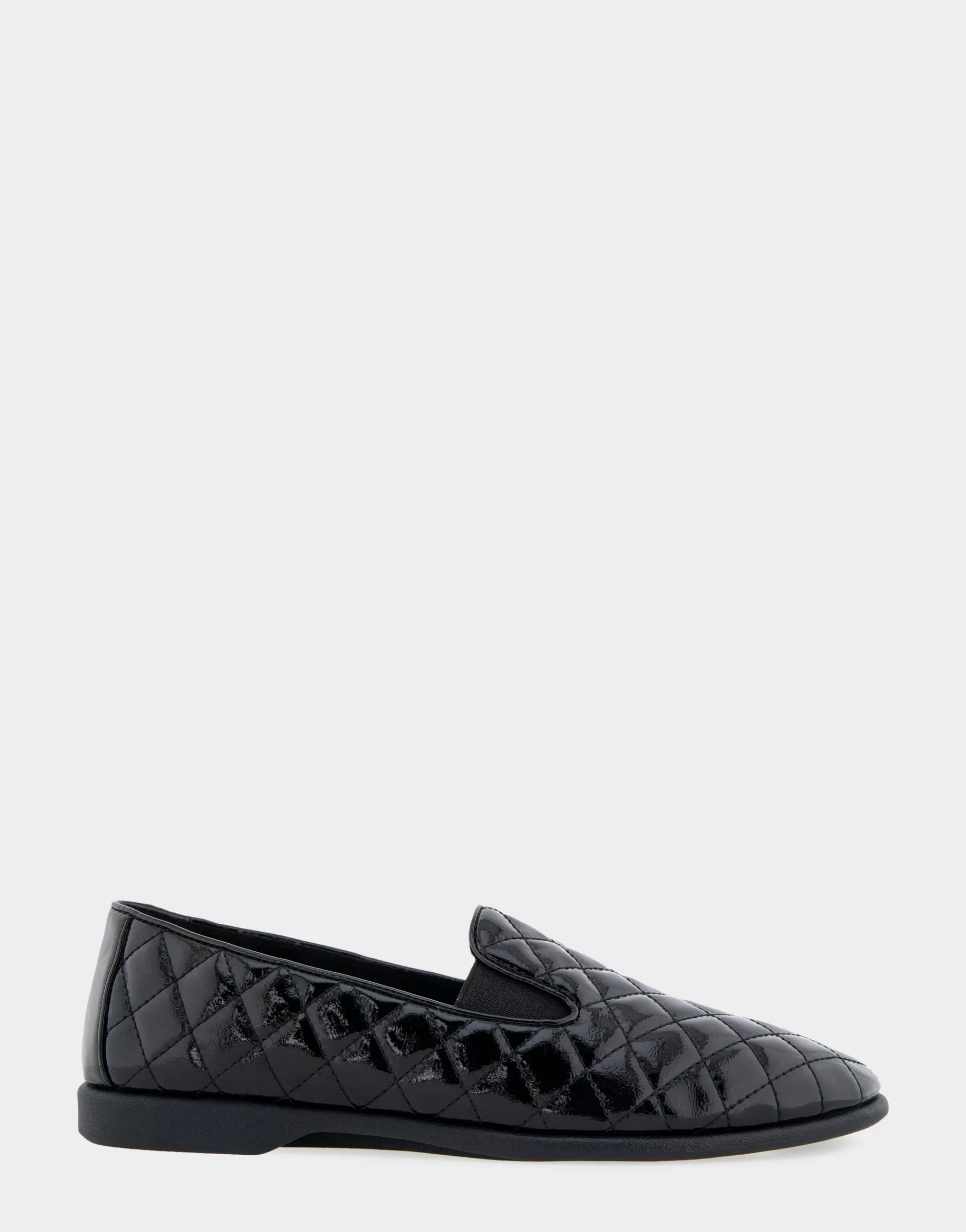 Aerosoles Wide Width Flats | Loafers*Comfortable Women's Slip On Double Gore Loafer in Black Quilted Patent Faux Leather Faux Leather
