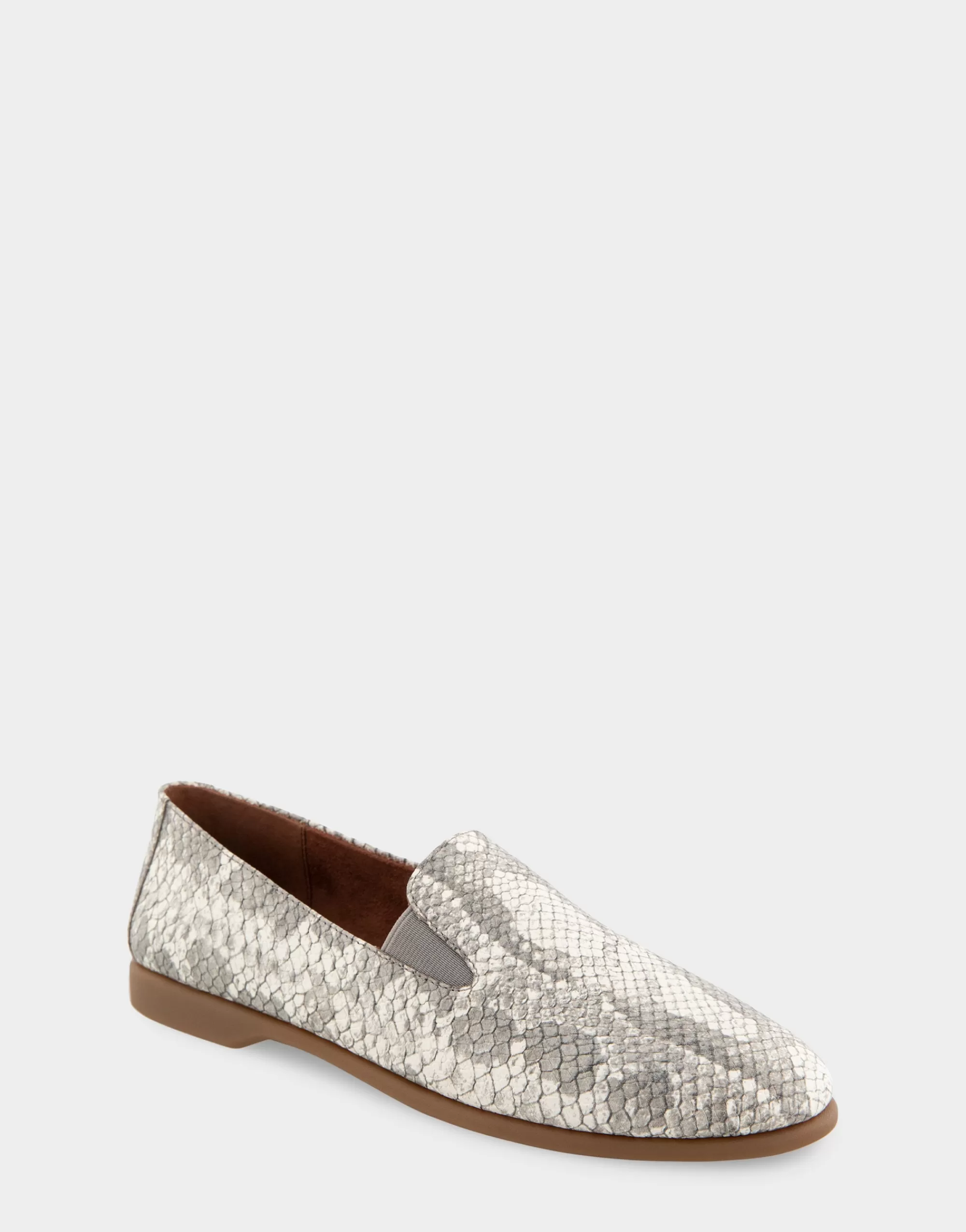Aerosoles Wide Width Flats | Loafers*Comfortable Women's Slip On Double Gore Loafer in Roccia Snake Print Embossed Leather Leather