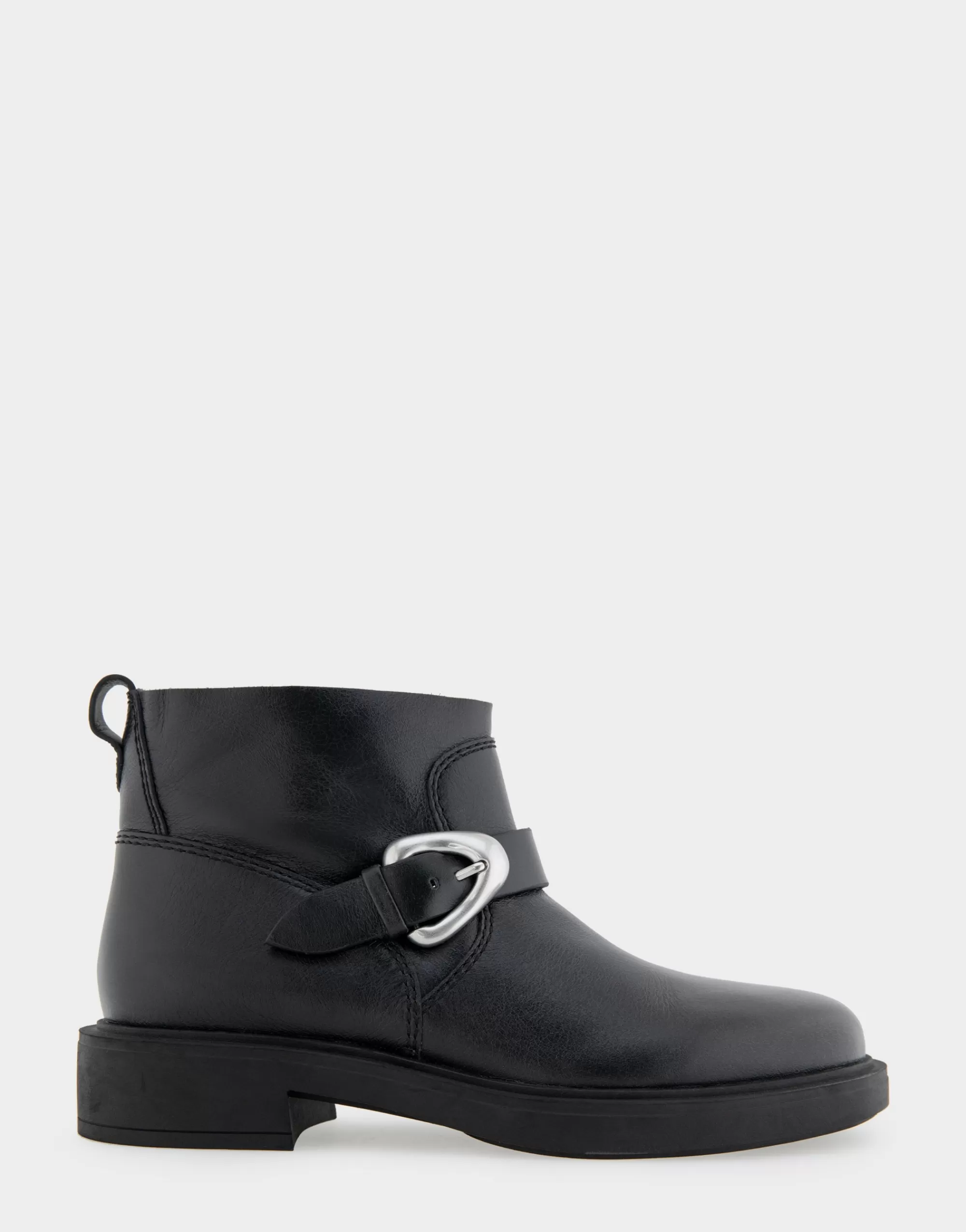 Aerosoles Ankle Boots*Comfortable Women's Slip On Short Engineer Bootie in Black Burnished Leather Leather