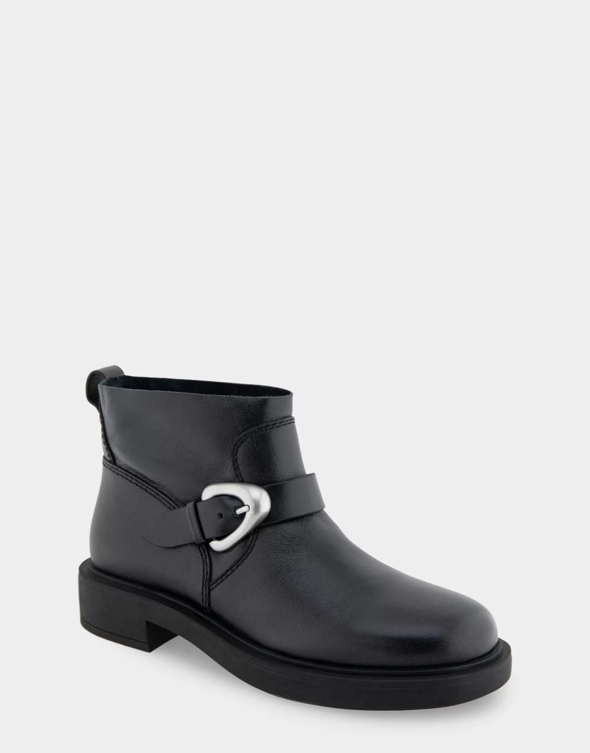 Aerosoles Ankle Boots*Comfortable Women's Slip On Short Engineer Bootie in Black Burnished Leather Leather