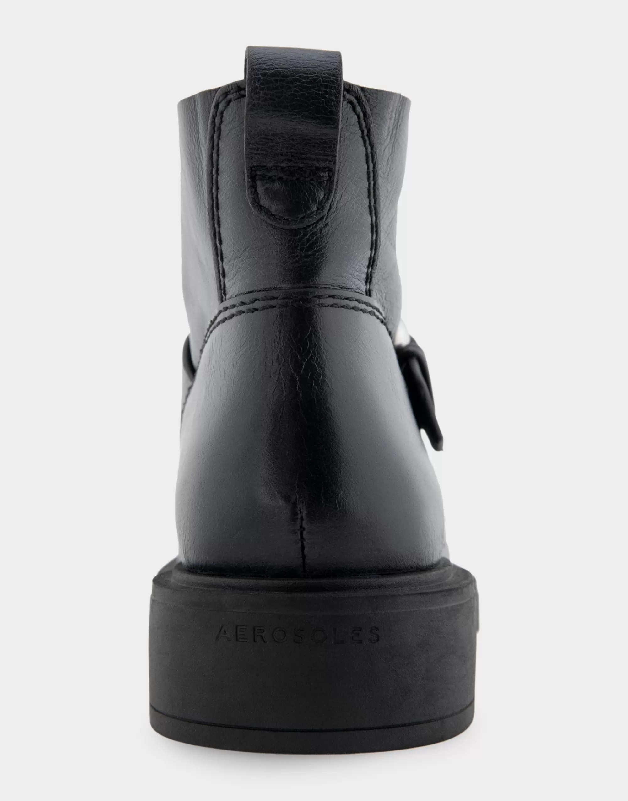 Aerosoles Ankle Boots*Comfortable Women's Slip On Short Engineer Bootie in Black Burnished Leather Leather