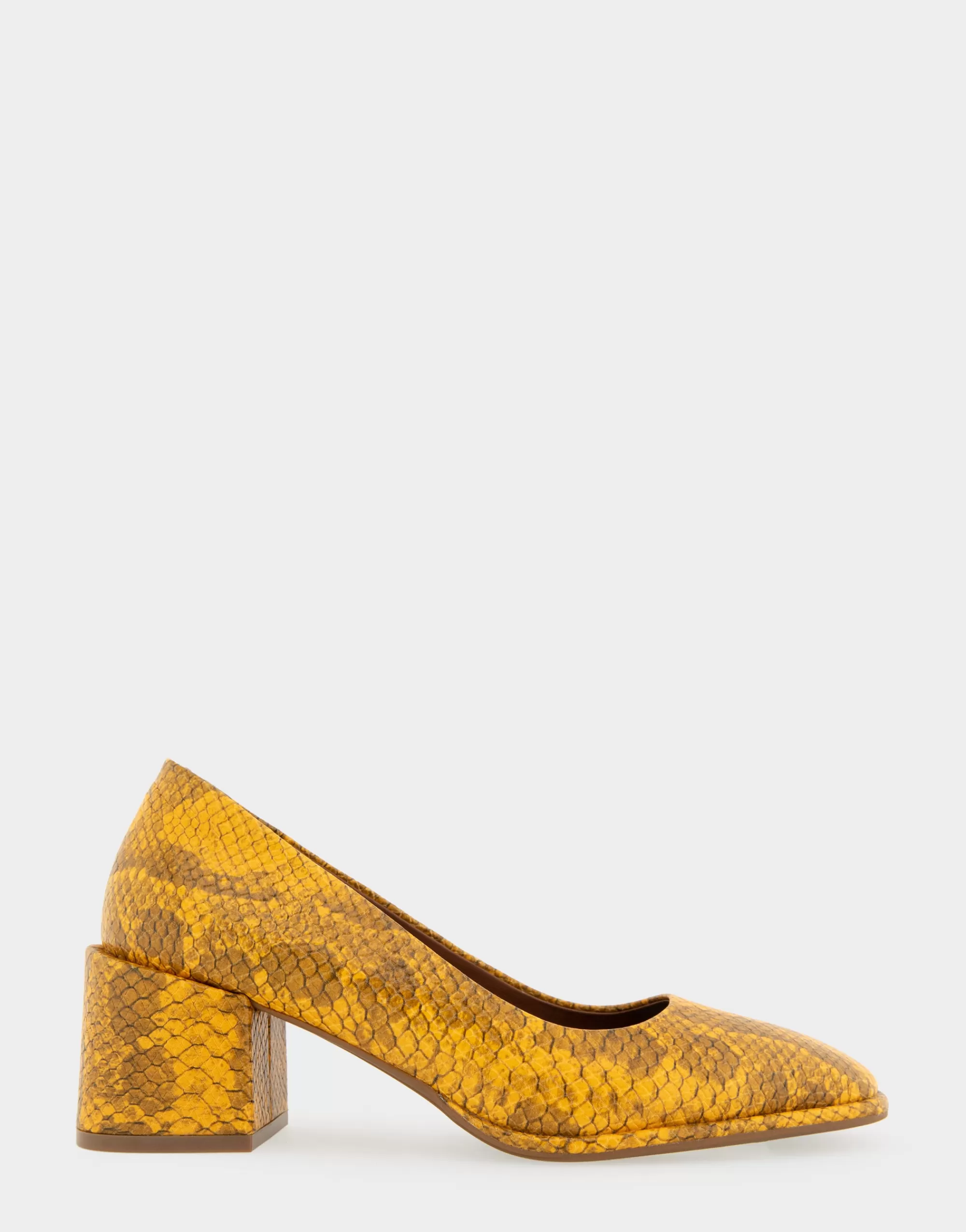 Aerosoles Pumps*Comfortable Women's Soft Square Toe Block Heel Pump in Marigold Snake Print Leather Leather