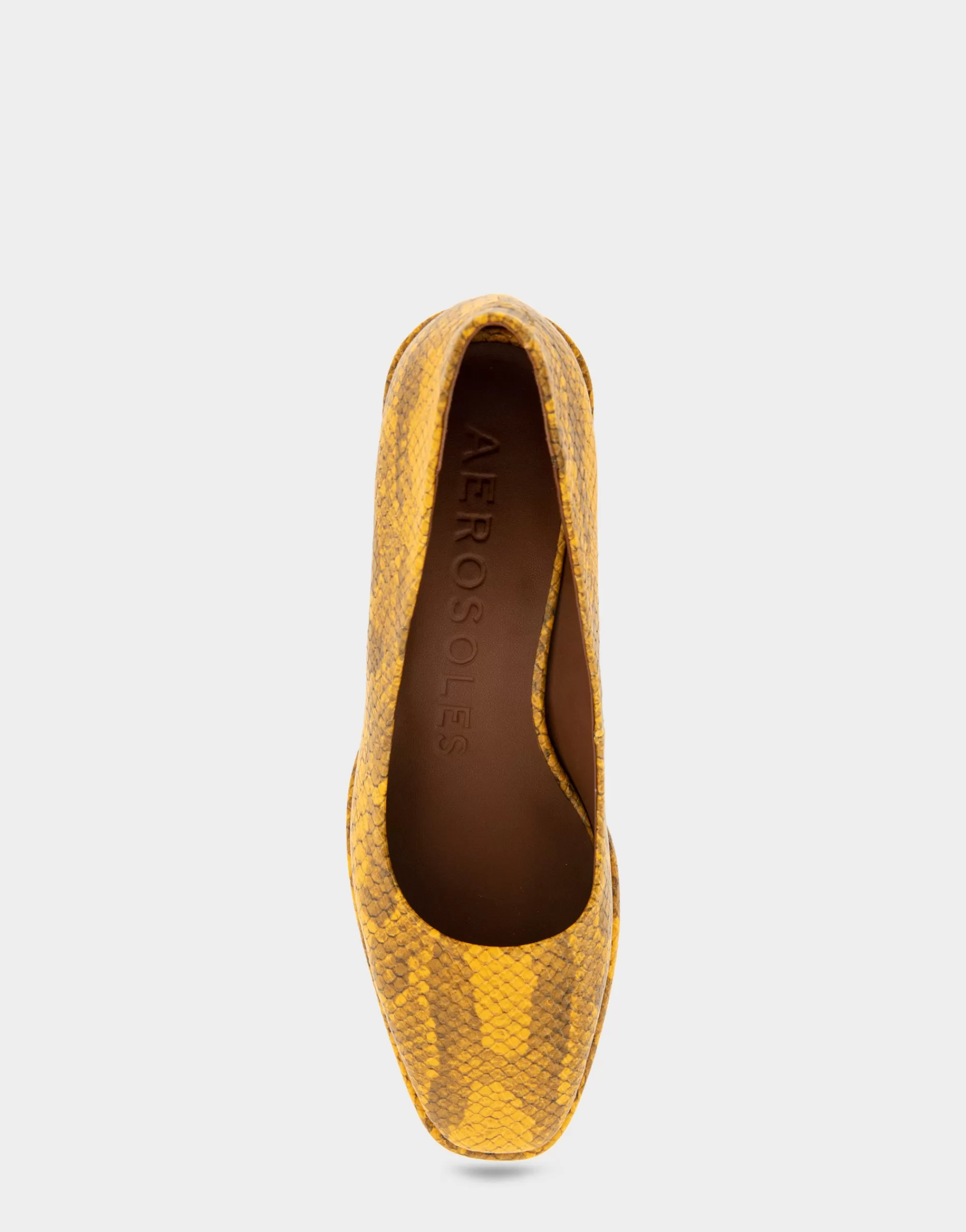 Aerosoles Pumps*Comfortable Women's Soft Square Toe Block Heel Pump in Marigold Snake Print Leather Leather