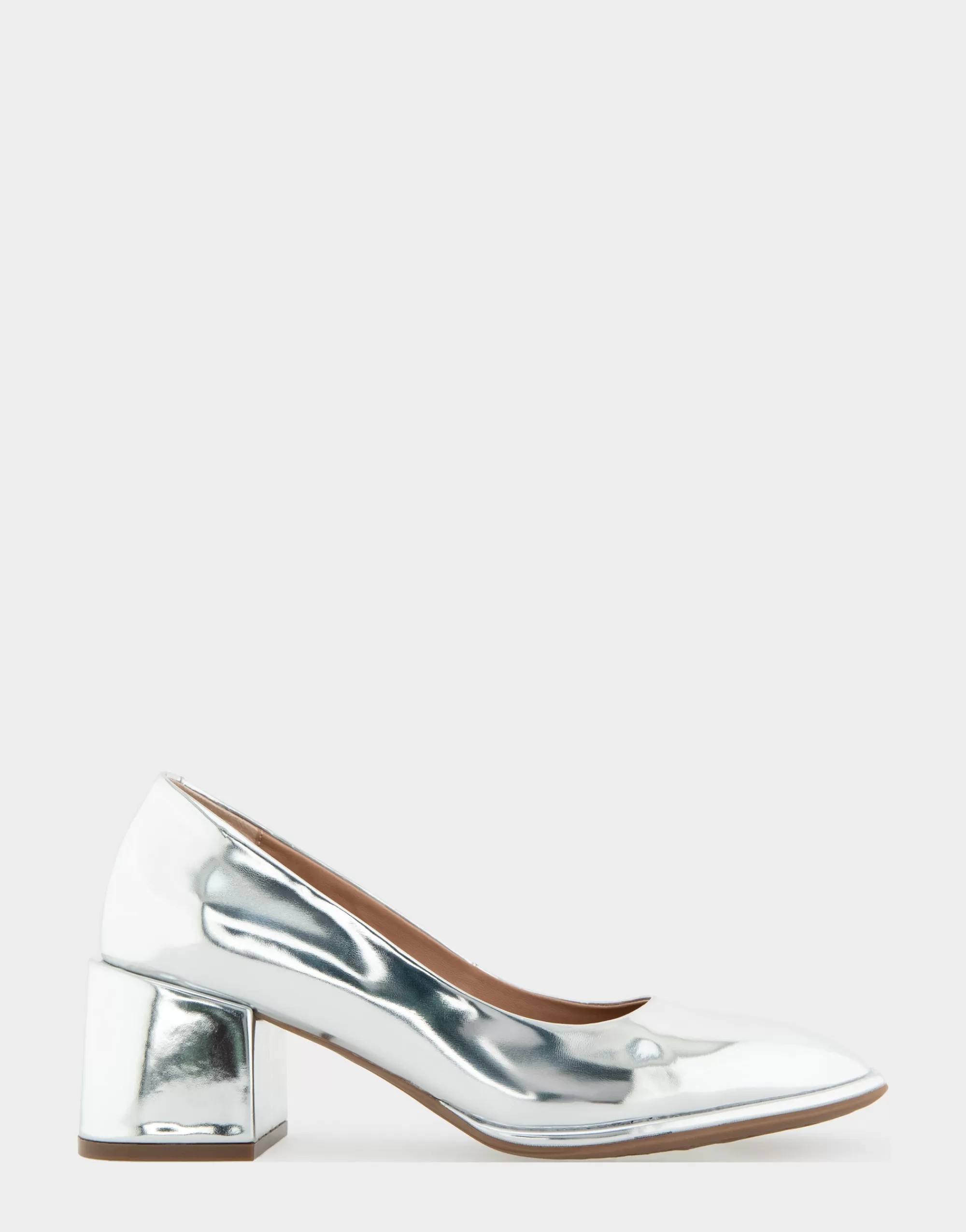 Aerosoles Pumps*Comfortable Women's Soft Square Toe Block Heel Pump in Silver Mirror Metallic Faux Leather Faux Leather