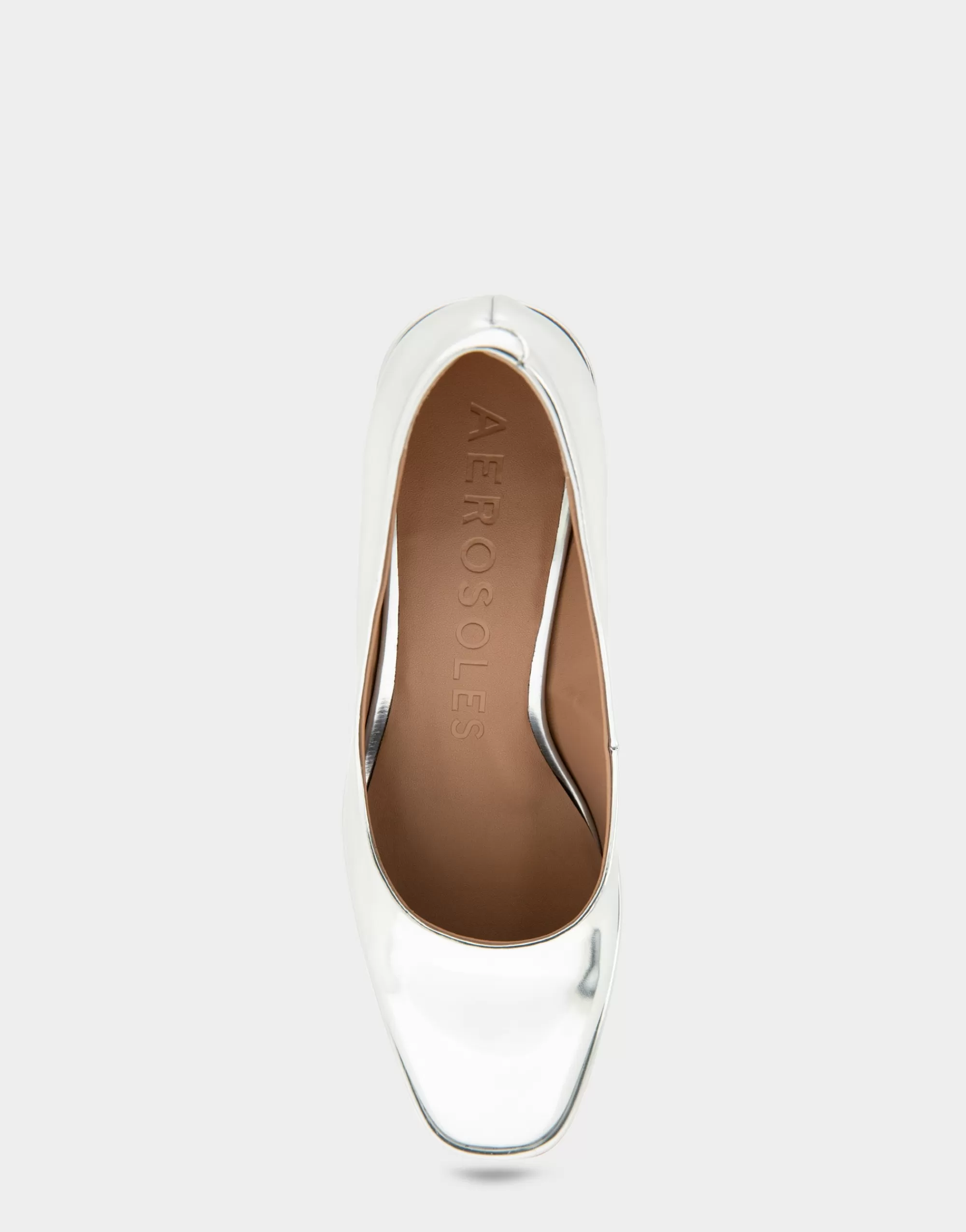 Aerosoles Pumps*Comfortable Women's Soft Square Toe Block Heel Pump in Silver Mirror Metallic Faux Leather Faux Leather