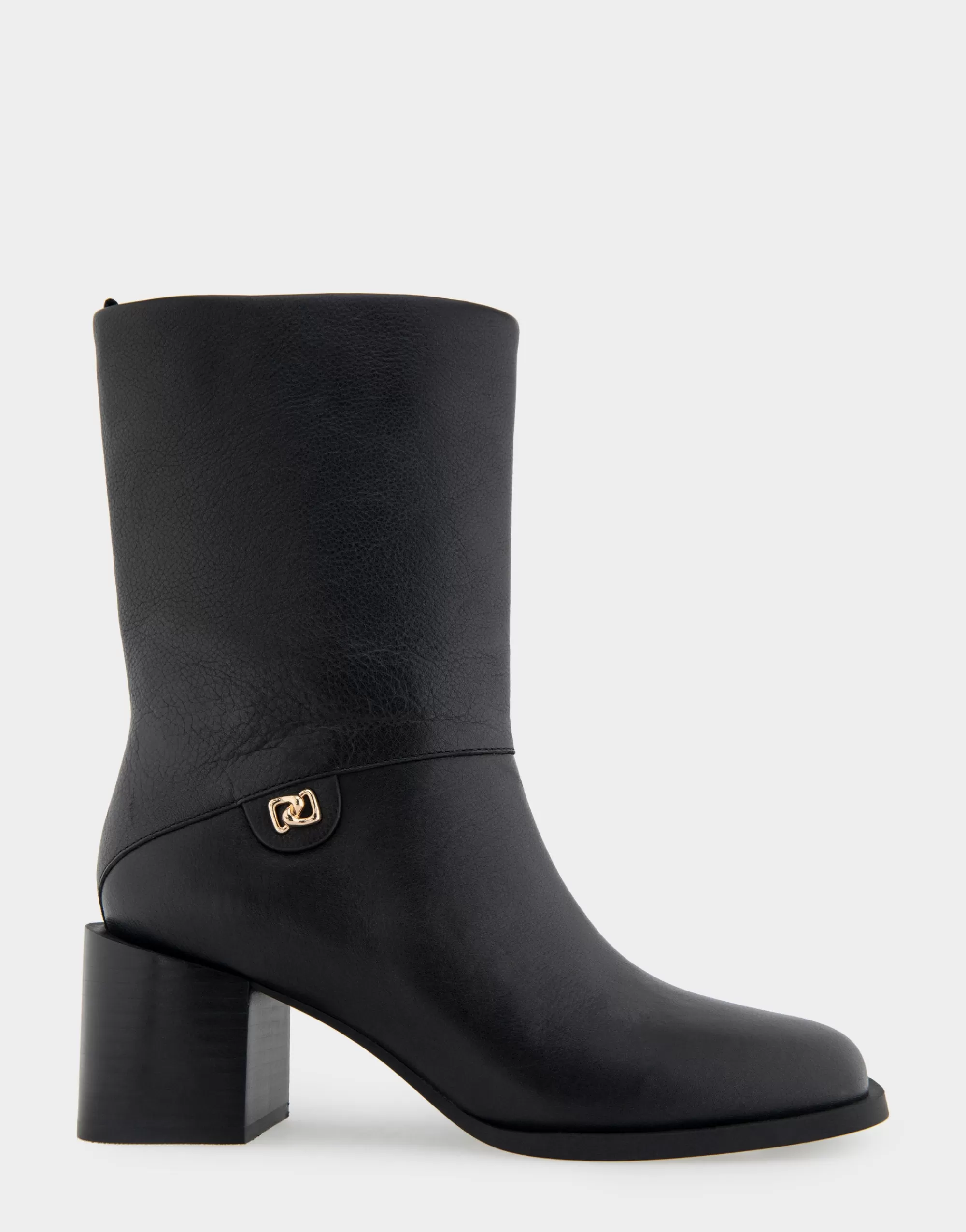 Aerosoles Heeled Boots | Mid Calf Boots*Comfortable Women's Square Toe Slip On Block Heel Mid Calf Bootie in Black Leather Leather