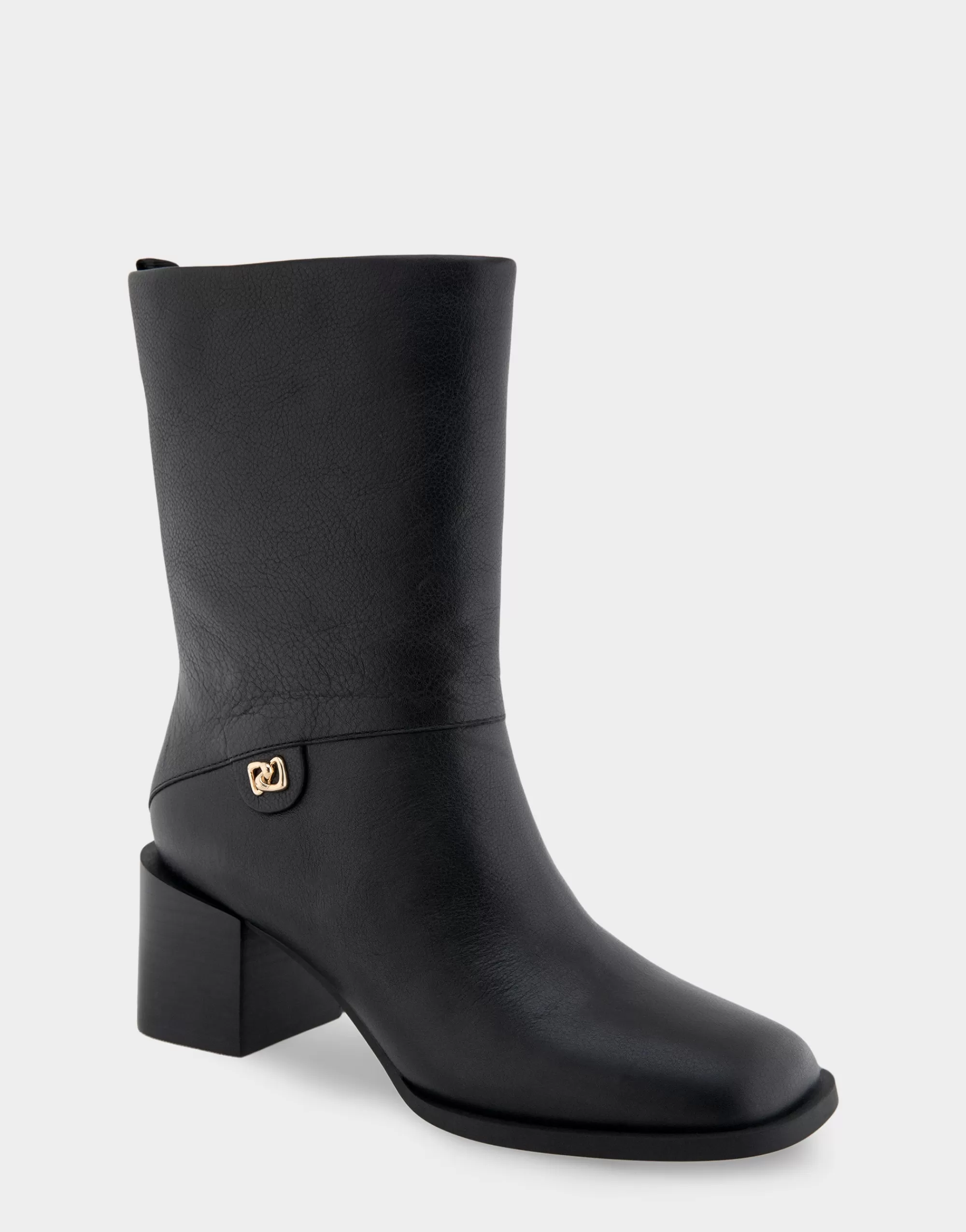 Aerosoles Heeled Boots | Mid Calf Boots*Comfortable Women's Square Toe Slip On Block Heel Mid Calf Bootie in Black Leather Leather