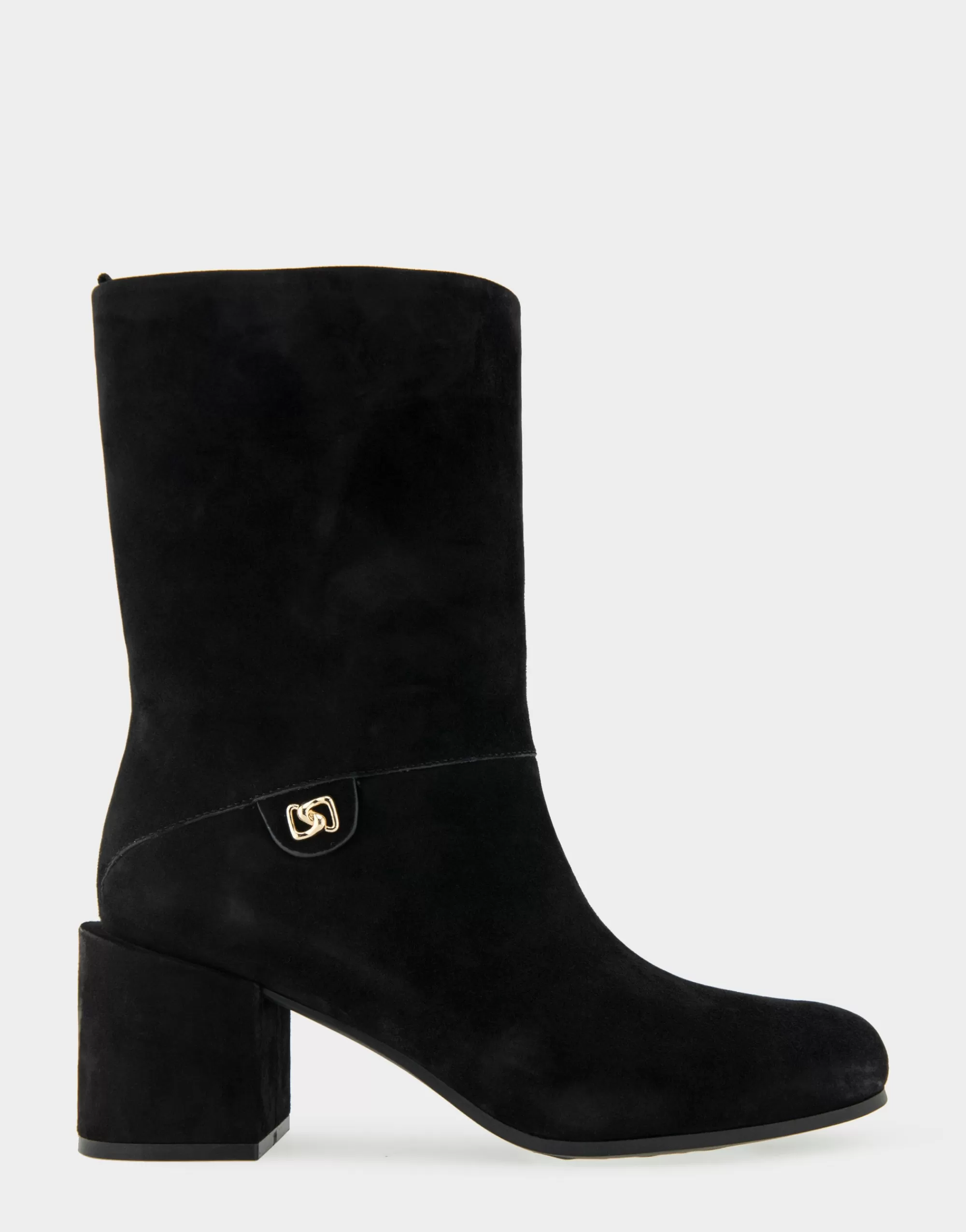 Aerosoles Heeled Boots | Mid Calf Boots*Comfortable Women's Square Toe Slip On Block Heel Mid Calf Bootie in Black Suede Suede