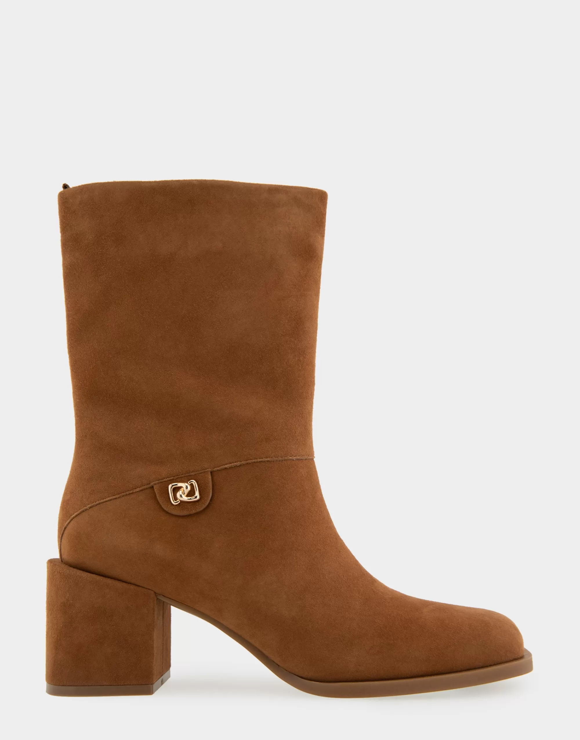 Aerosoles Heeled Boots | Ankle Boots*Comfortable Women's Square Toe Slip On Block Heel Mid Calf Bootie in Tobacco Suede Suede