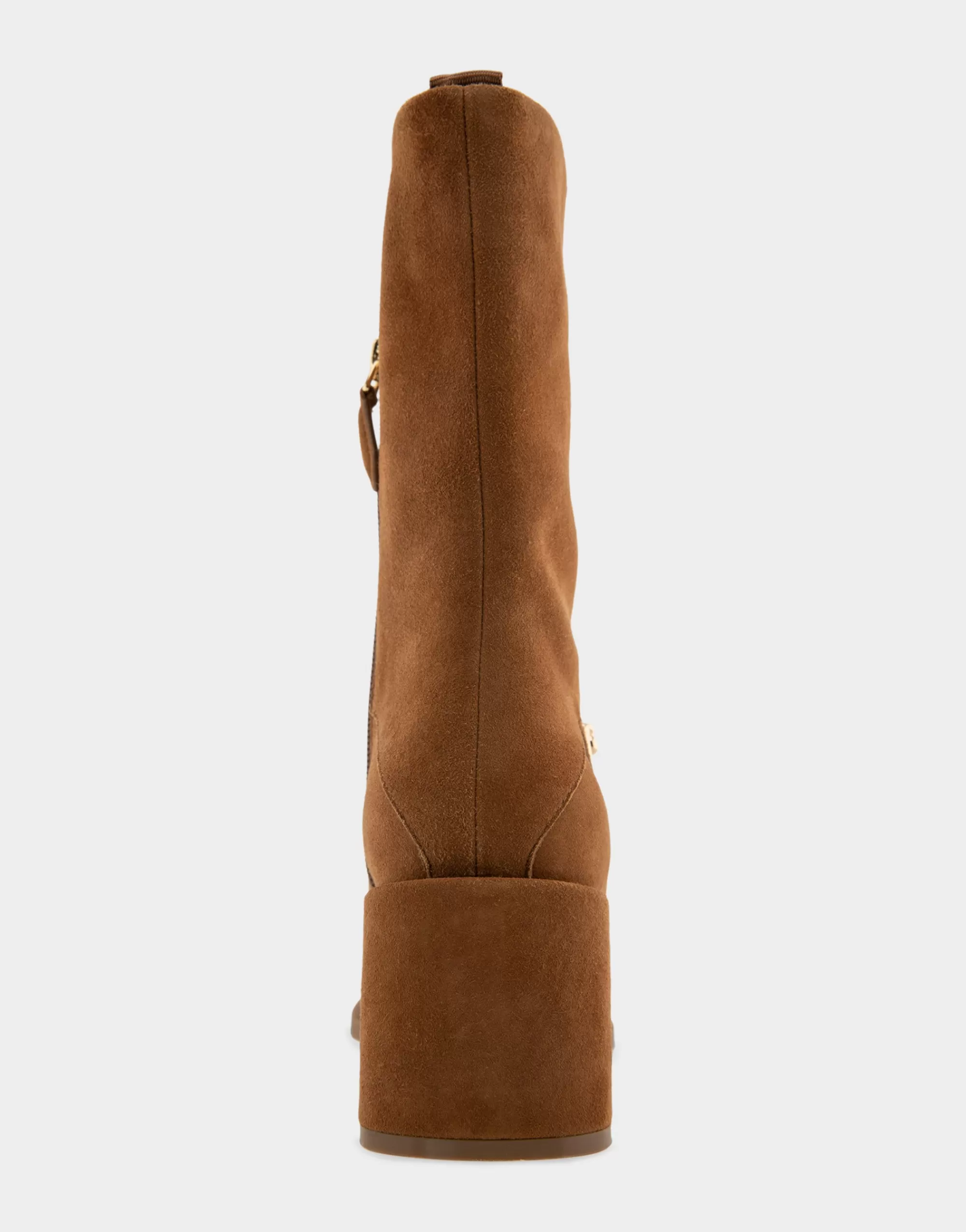 Aerosoles Heeled Boots | Ankle Boots*Comfortable Women's Square Toe Slip On Block Heel Mid Calf Bootie in Tobacco Suede Suede