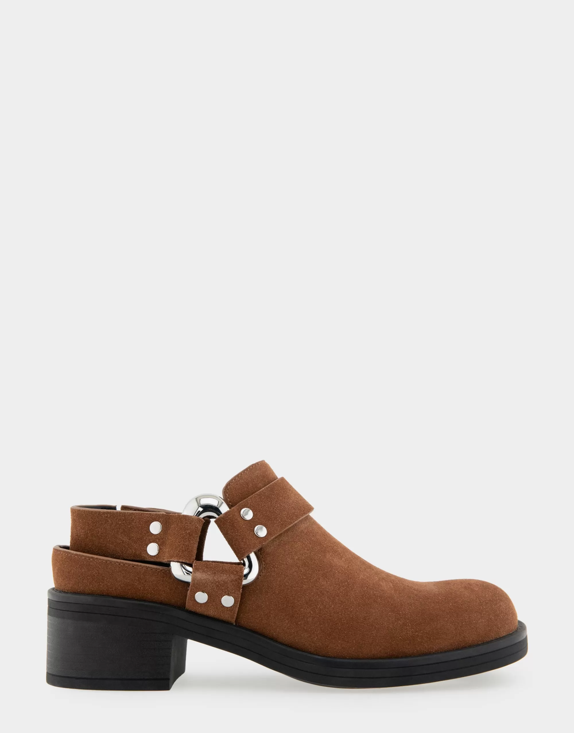 Aerosoles Clogs & Mules*Comfortable Women's Squared Toe Harness Detail Mule in Tobacco Suede