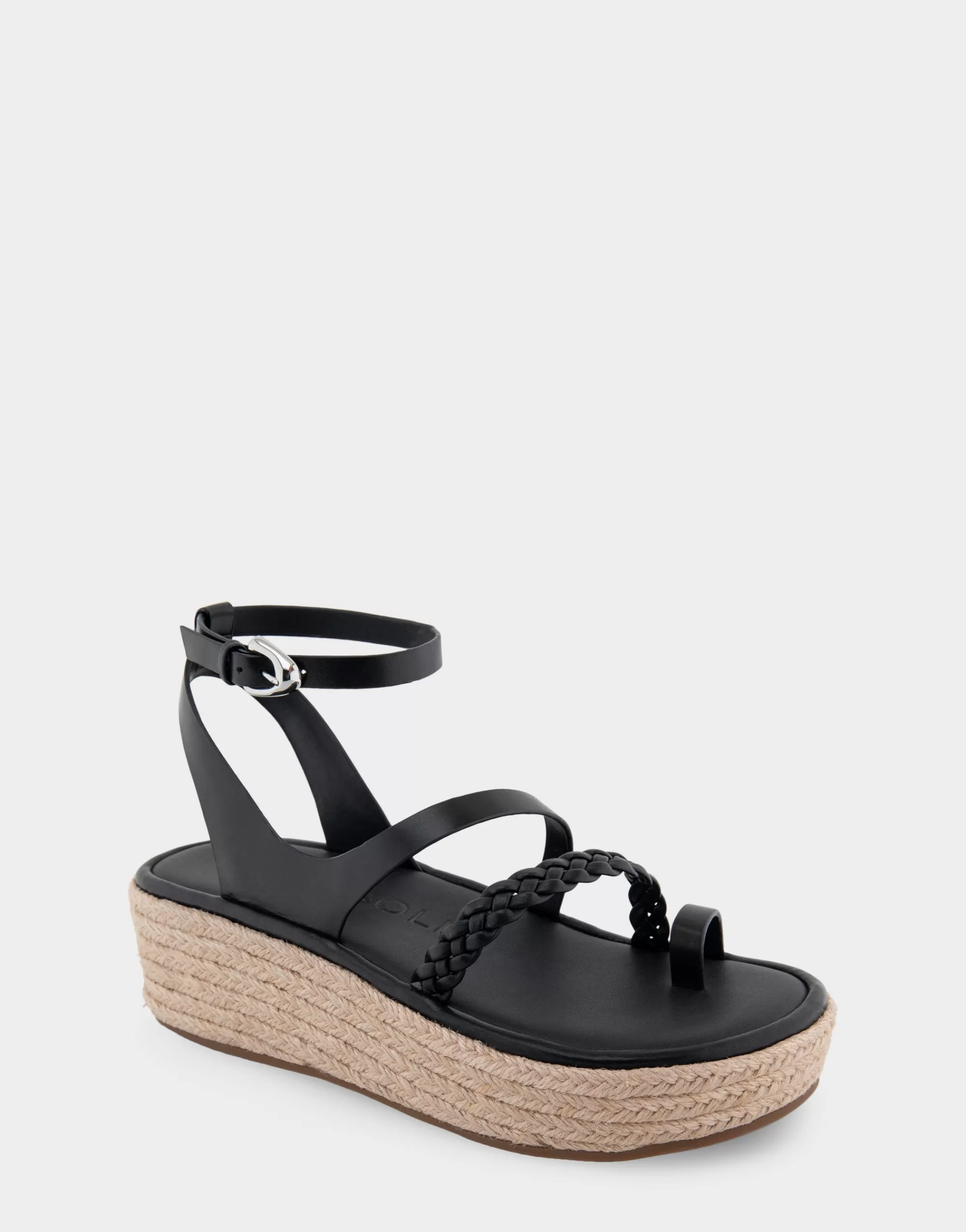 Aerosoles Platforms*Comfortable Women's Strappy Flatform Sandal in Black Leather
