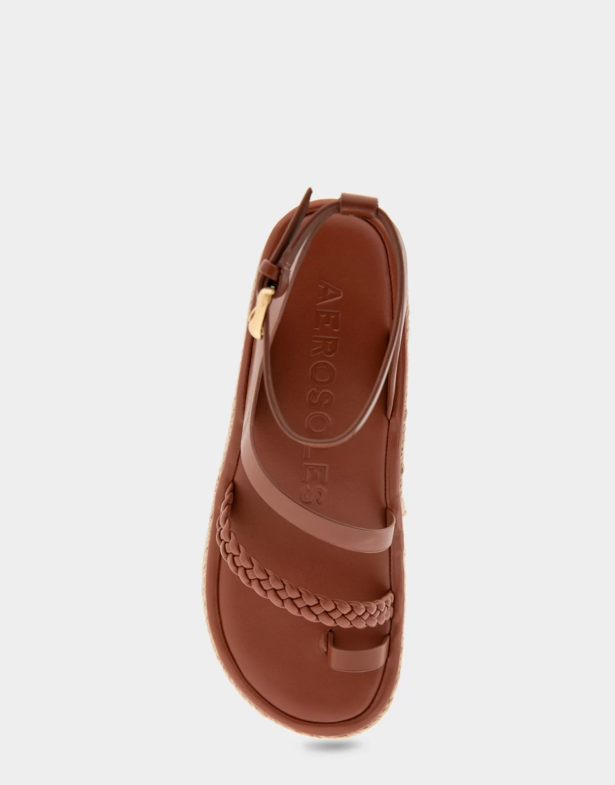 Aerosoles Platforms*Comfortable Women's Strappy Flatform Sandal in Gingerbread Leather