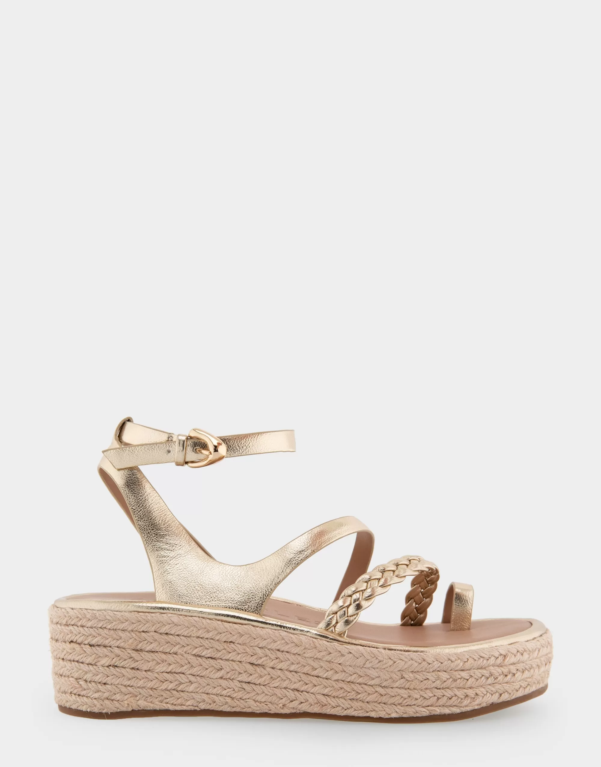 Aerosoles Platforms*Comfortable Women's Strappy Flatform Sandal in Soft Gold Patent Faux Leather
