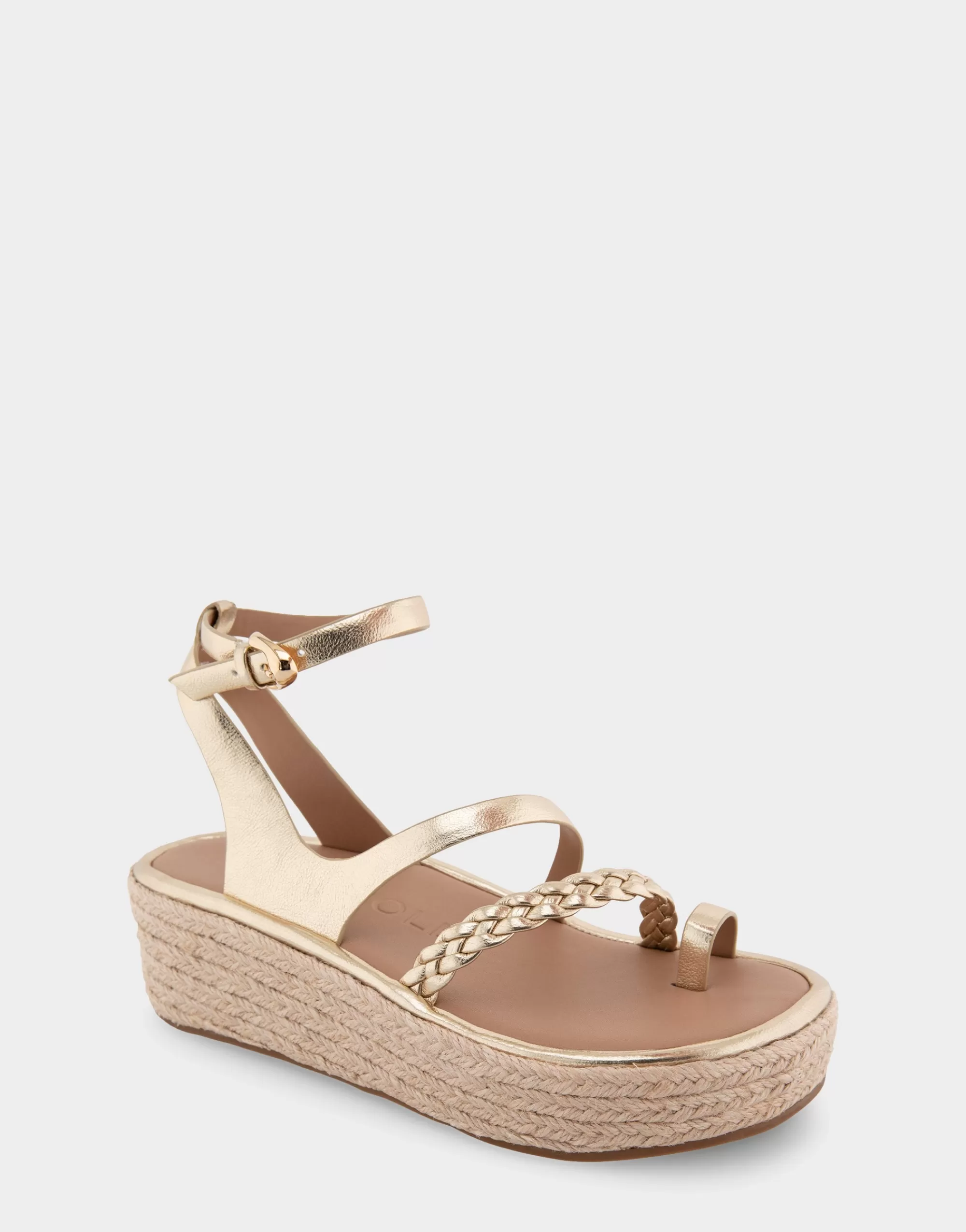Aerosoles Platforms*Comfortable Women's Strappy Flatform Sandal in Soft Gold Patent Faux Leather