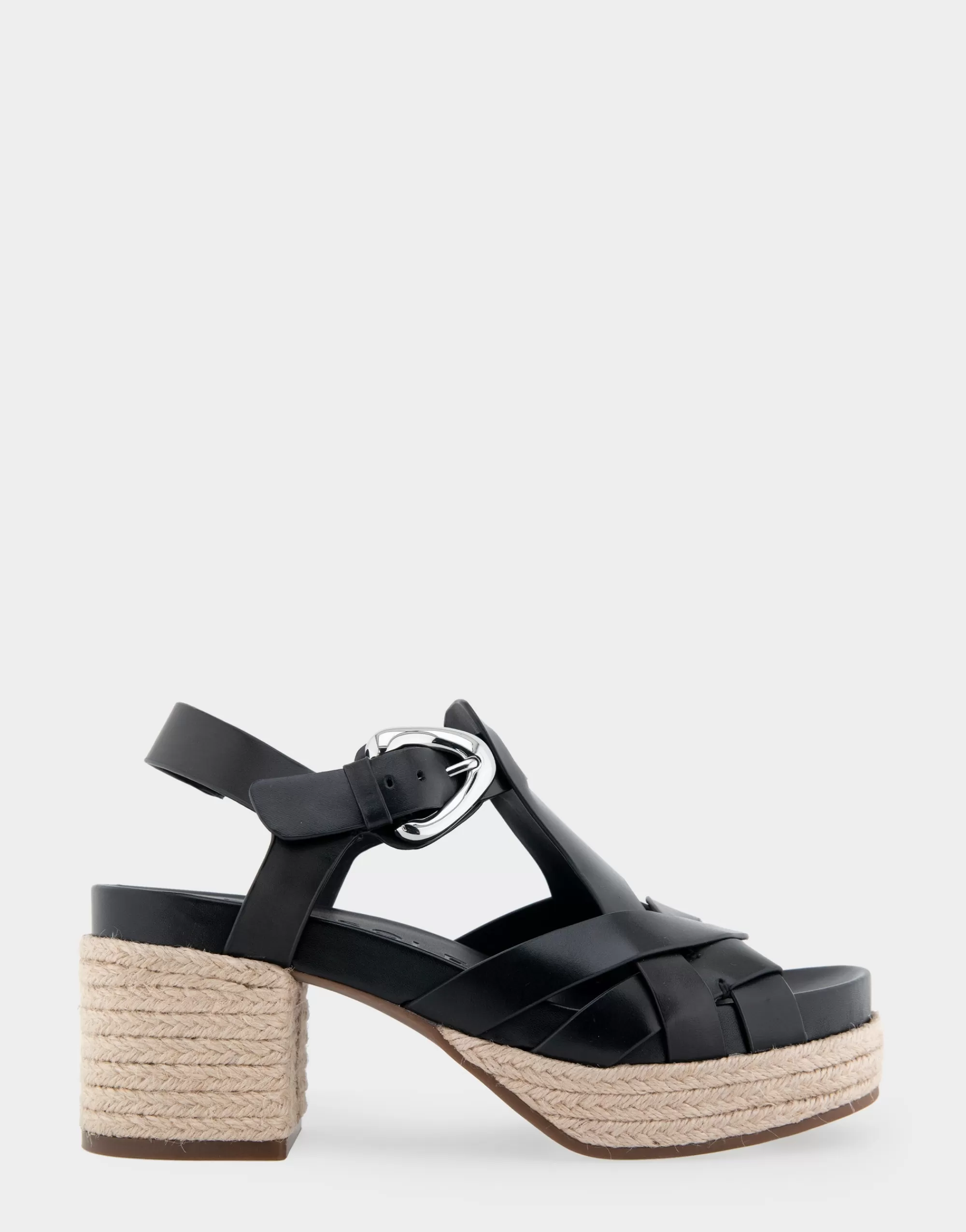 Aerosoles Platforms | Platforms*Comfortable Women's Strappy Molded Footbed Platform Sandal in Black Leather