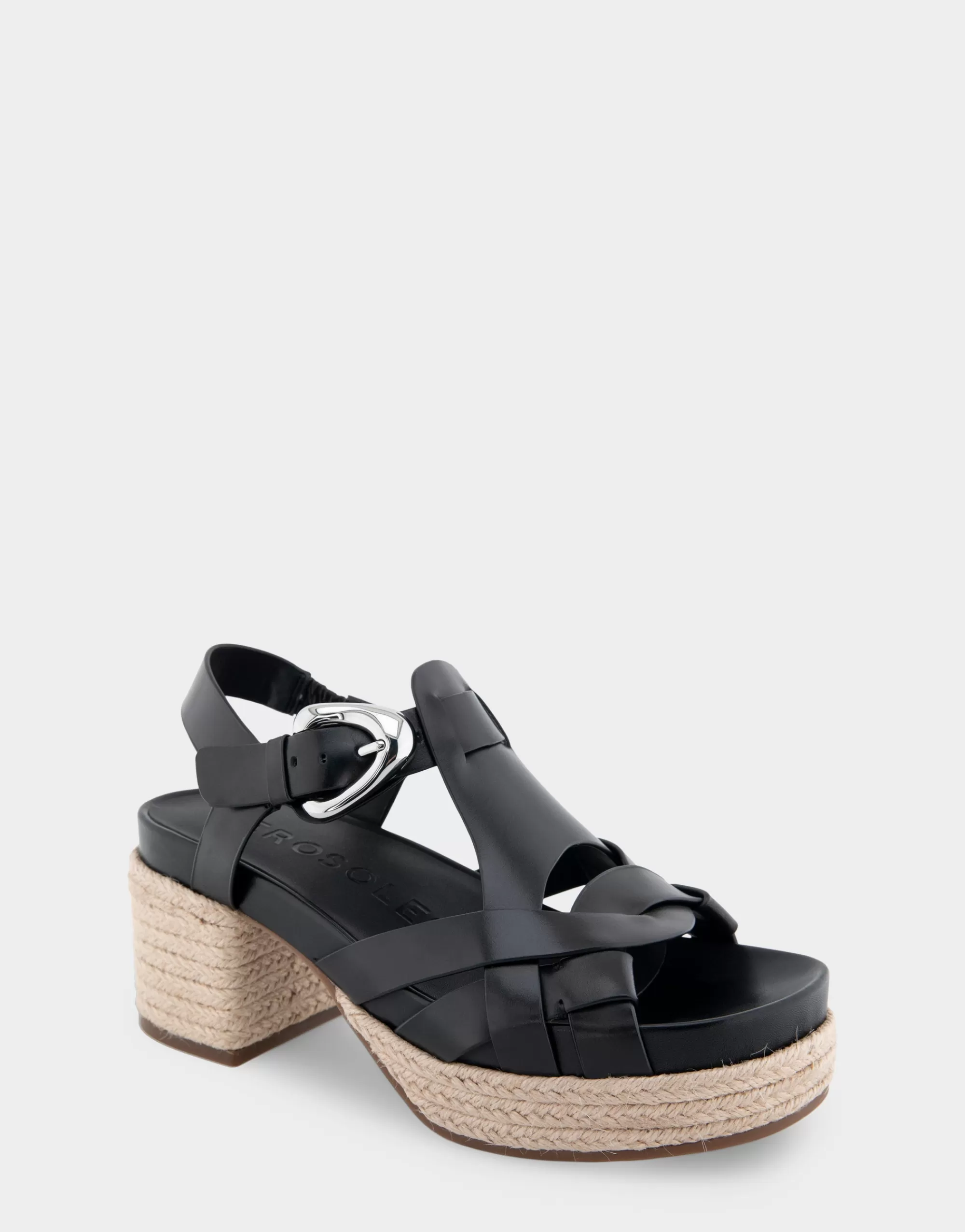 Aerosoles Platforms | Platforms*Comfortable Women's Strappy Molded Footbed Platform Sandal in Black Leather