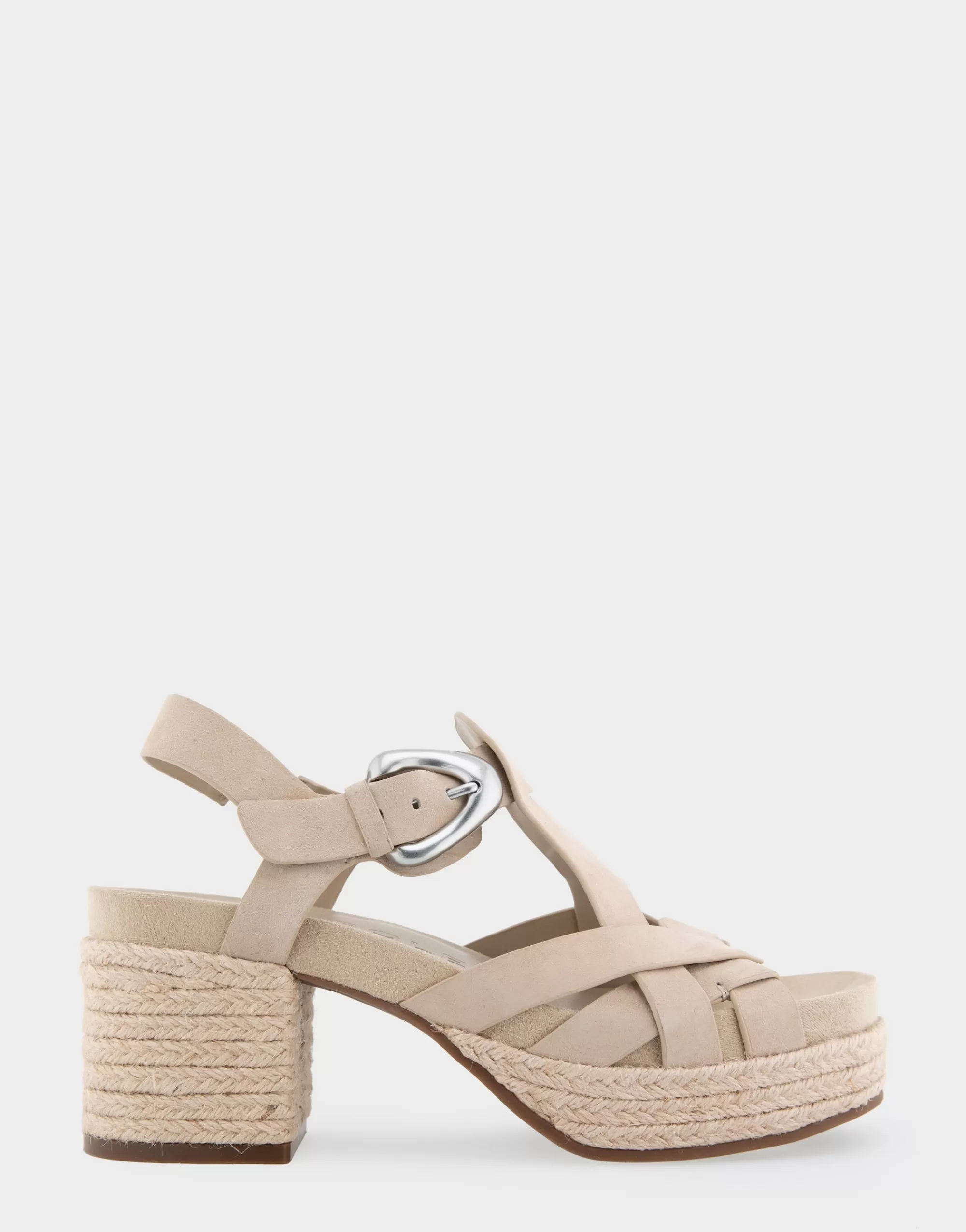 Aerosoles Platforms | Platforms*Comfortable Women's Strappy Molded Footbed Platform Sandal in Pale Khaki Suede