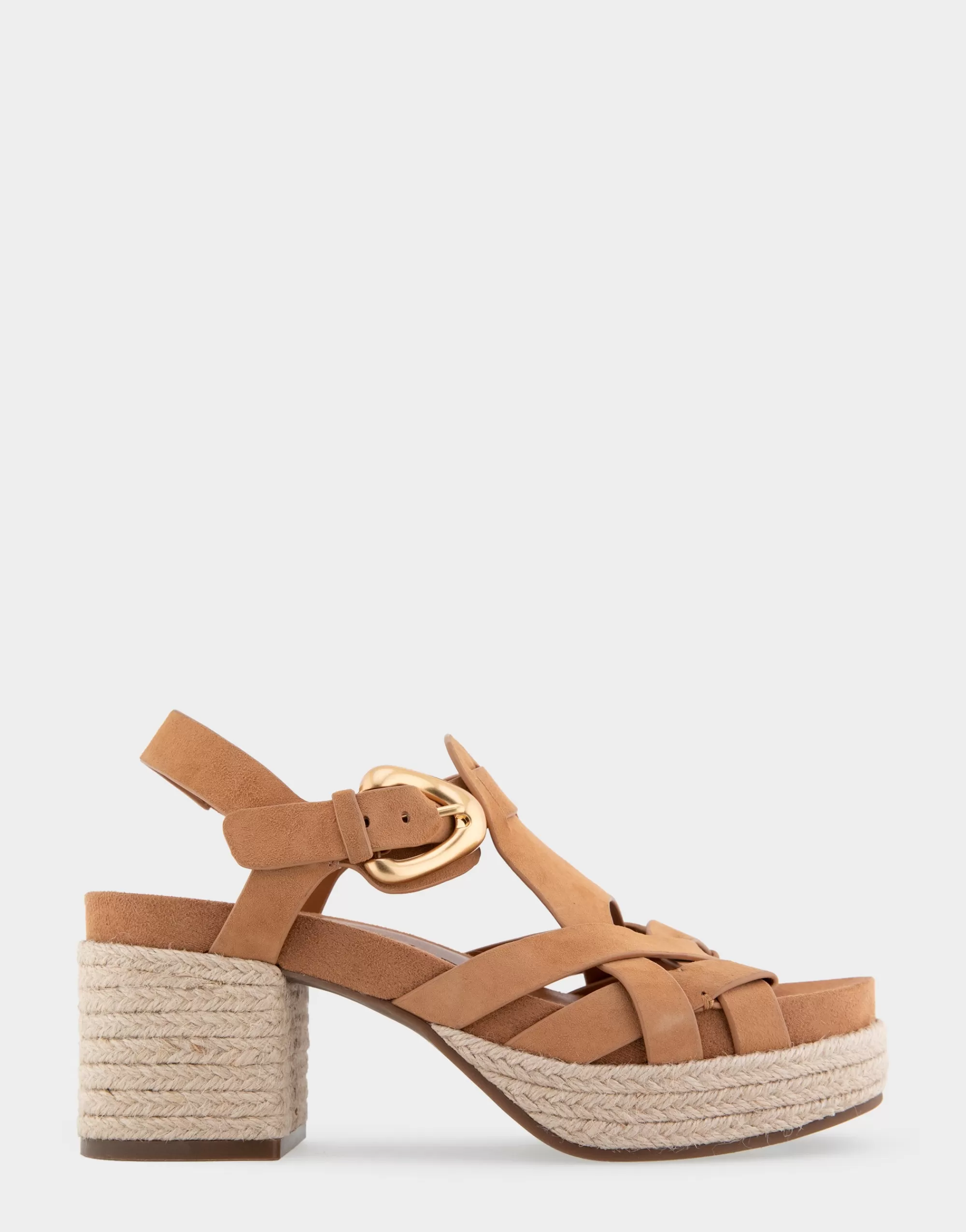 Aerosoles Platforms | Platforms*Comfortable Women's Strappy Molded Footbed Platform Sandal in Tan Suede