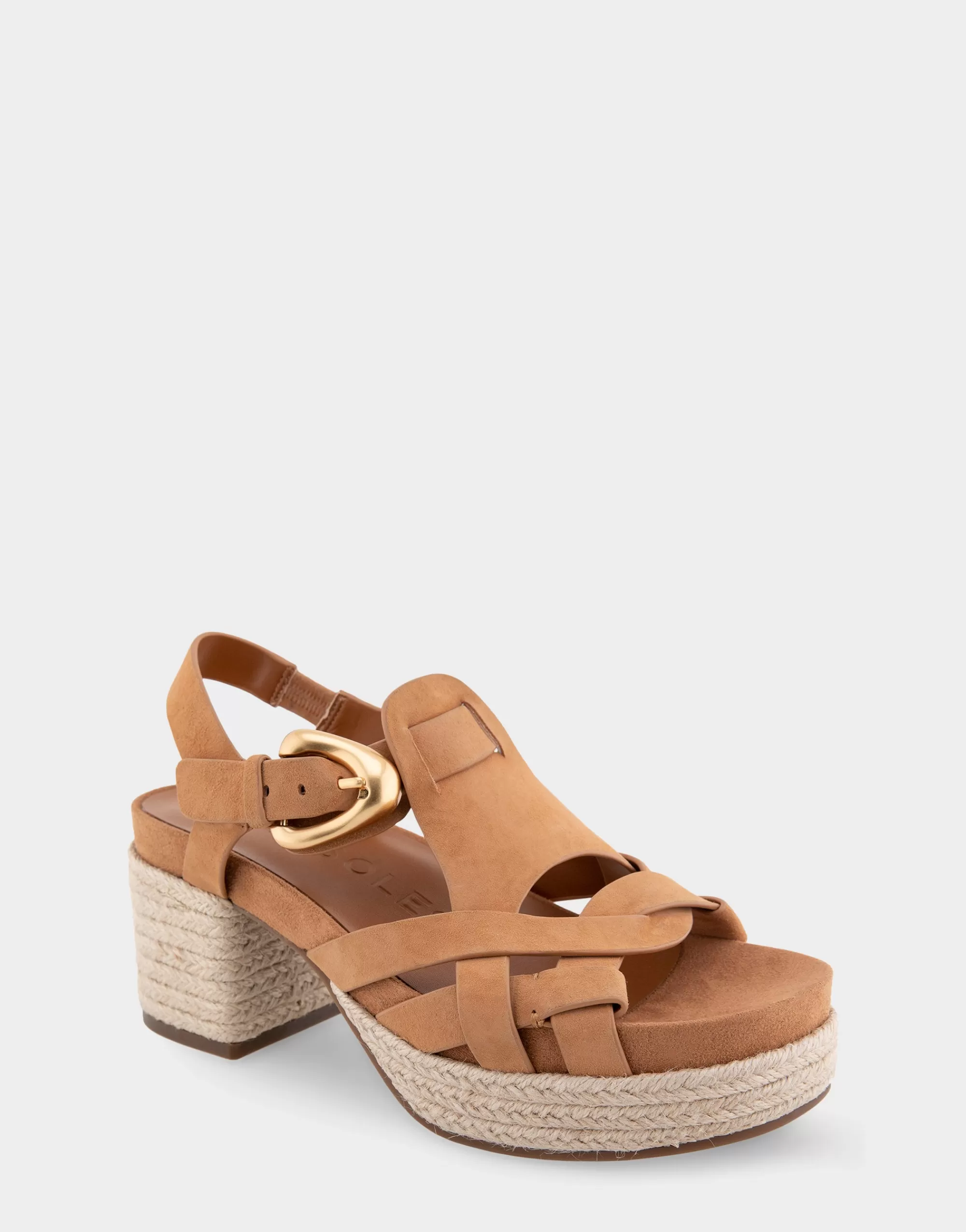 Aerosoles Platforms | Platforms*Comfortable Women's Strappy Molded Footbed Platform Sandal in Tan Suede