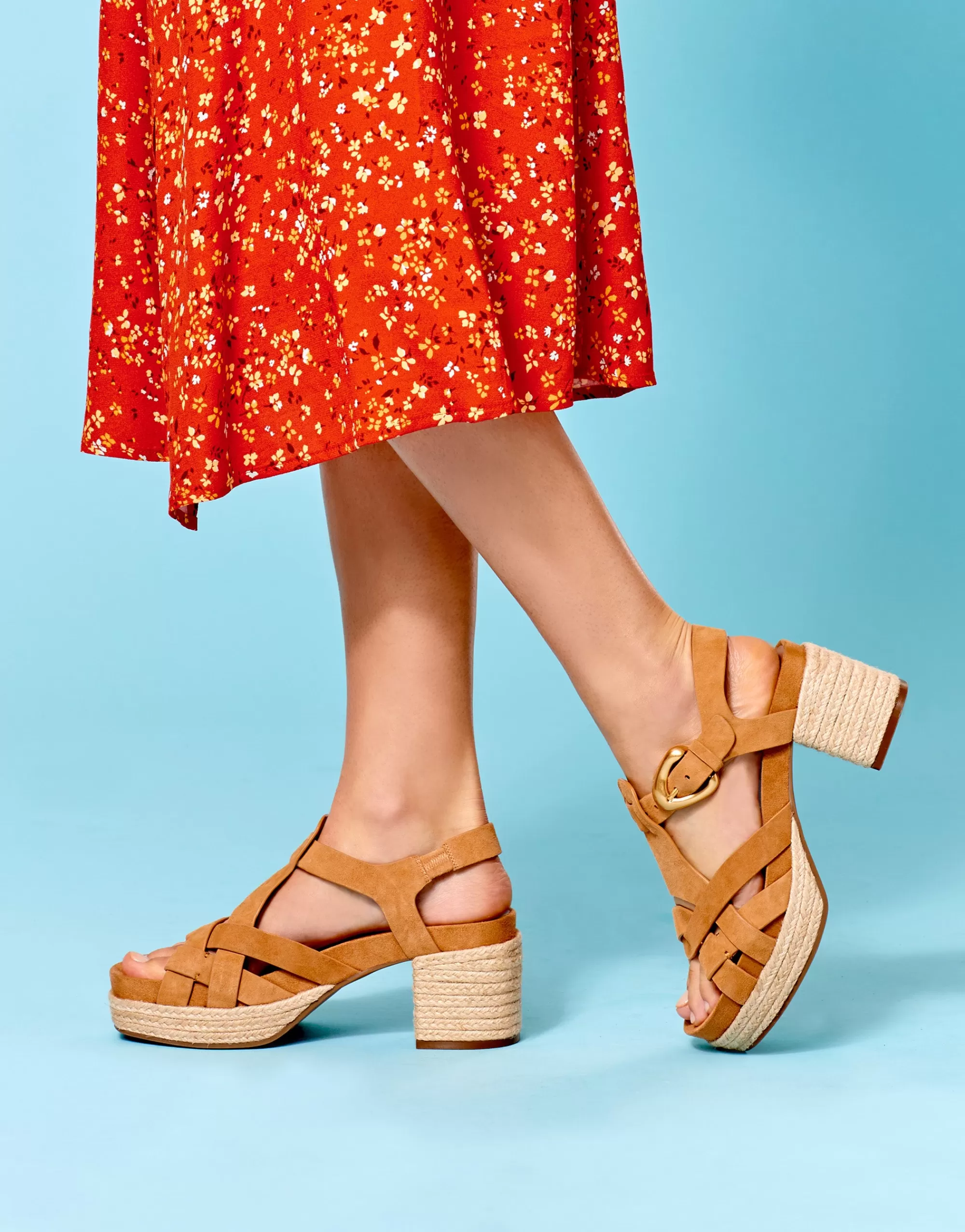 Aerosoles Platforms | Platforms*Comfortable Women's Strappy Molded Footbed Platform Sandal in Tan Suede