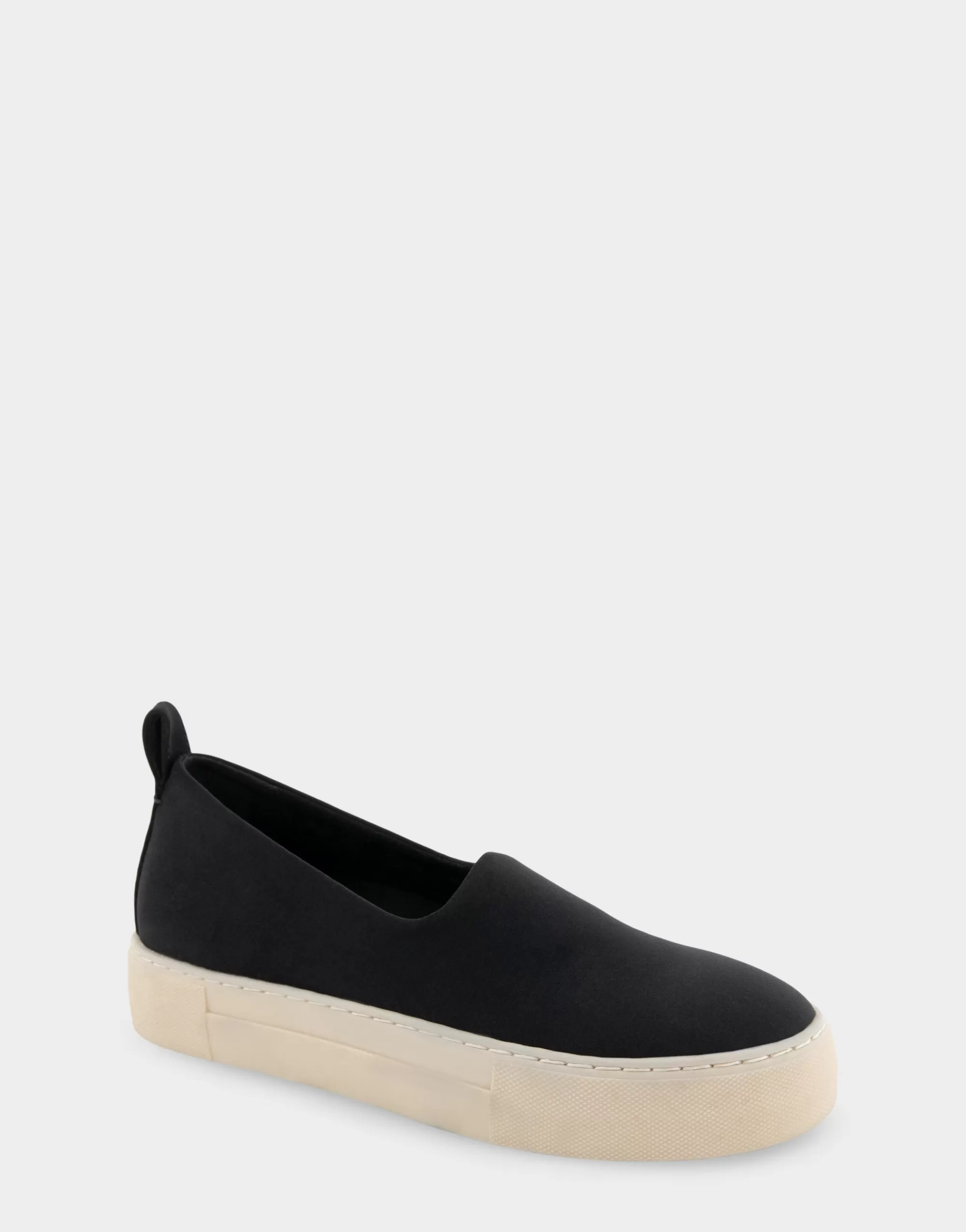 Aerosoles Flatforms | Wedges*Comfortable Women's Strech Hidden Wedge Slip On Flatform Sneaker in Black Stretch Gabardine Fabric