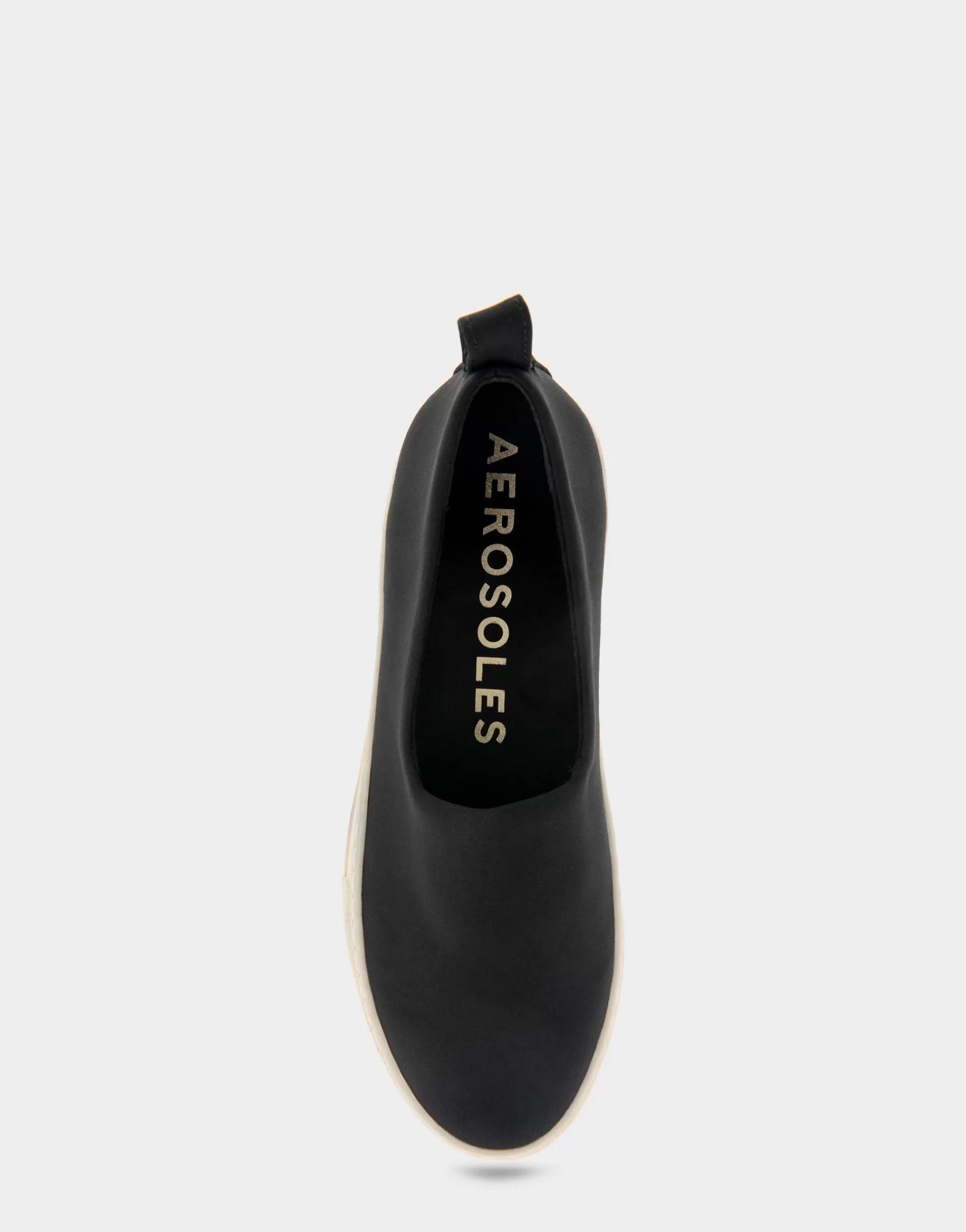 Aerosoles Flatforms | Wedges*Comfortable Women's Strech Hidden Wedge Slip On Flatform Sneaker in Black Stretch Gabardine Fabric