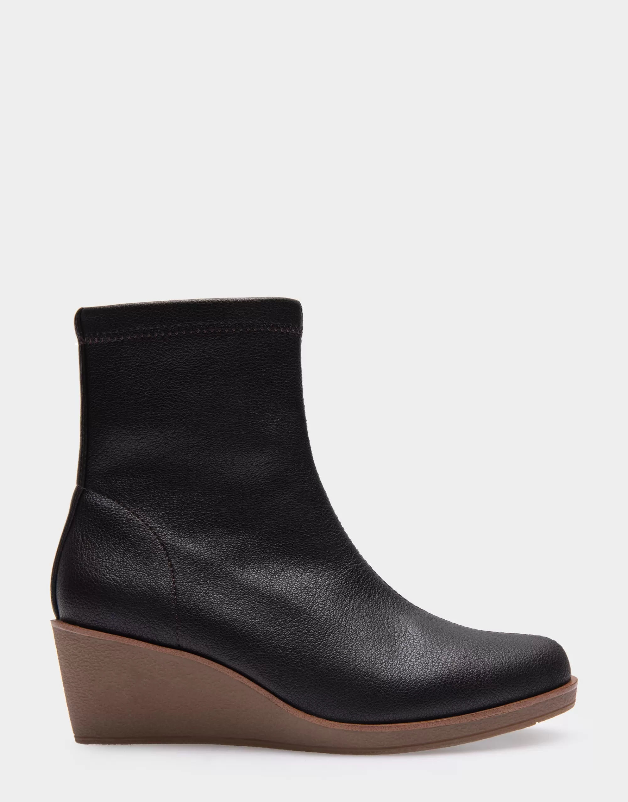 Aerosoles Wedge Boots | Heeled Boots*Comfortable Women's Stretch Ankle Crepe Textured Wedge Bootie in Java Stretch Pebbled Faux Leather Faux Leather