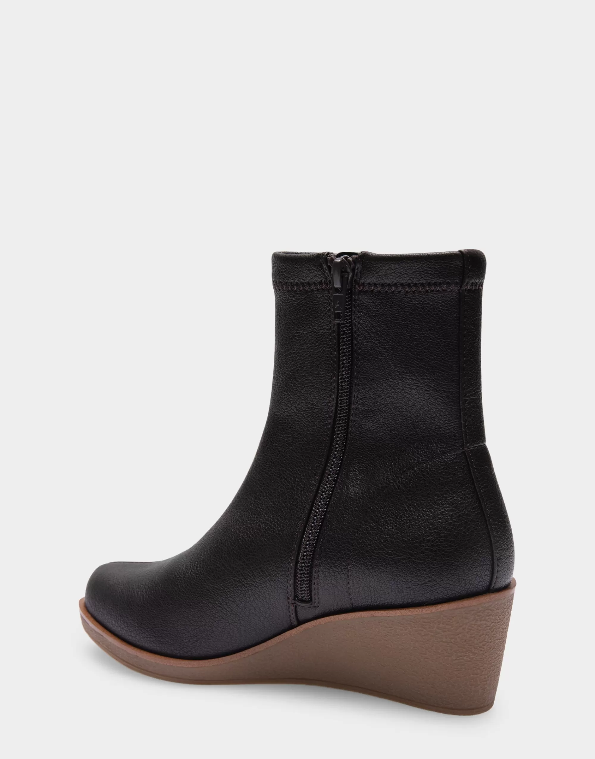 Aerosoles Wedge Boots | Heeled Boots*Comfortable Women's Stretch Ankle Crepe Textured Wedge Bootie in Java Stretch Pebbled Faux Leather Faux Leather