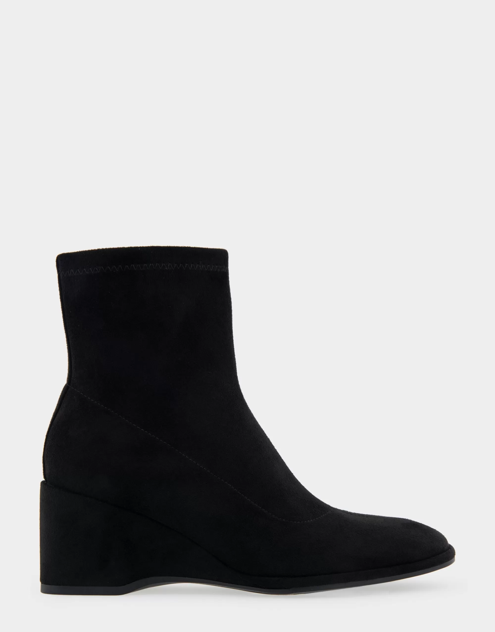 Aerosoles Wide Width Boots | Wedge Boots*Comfortable Women's Stretch Ankle Sculpted Wedge Boot in Black Faux Suede