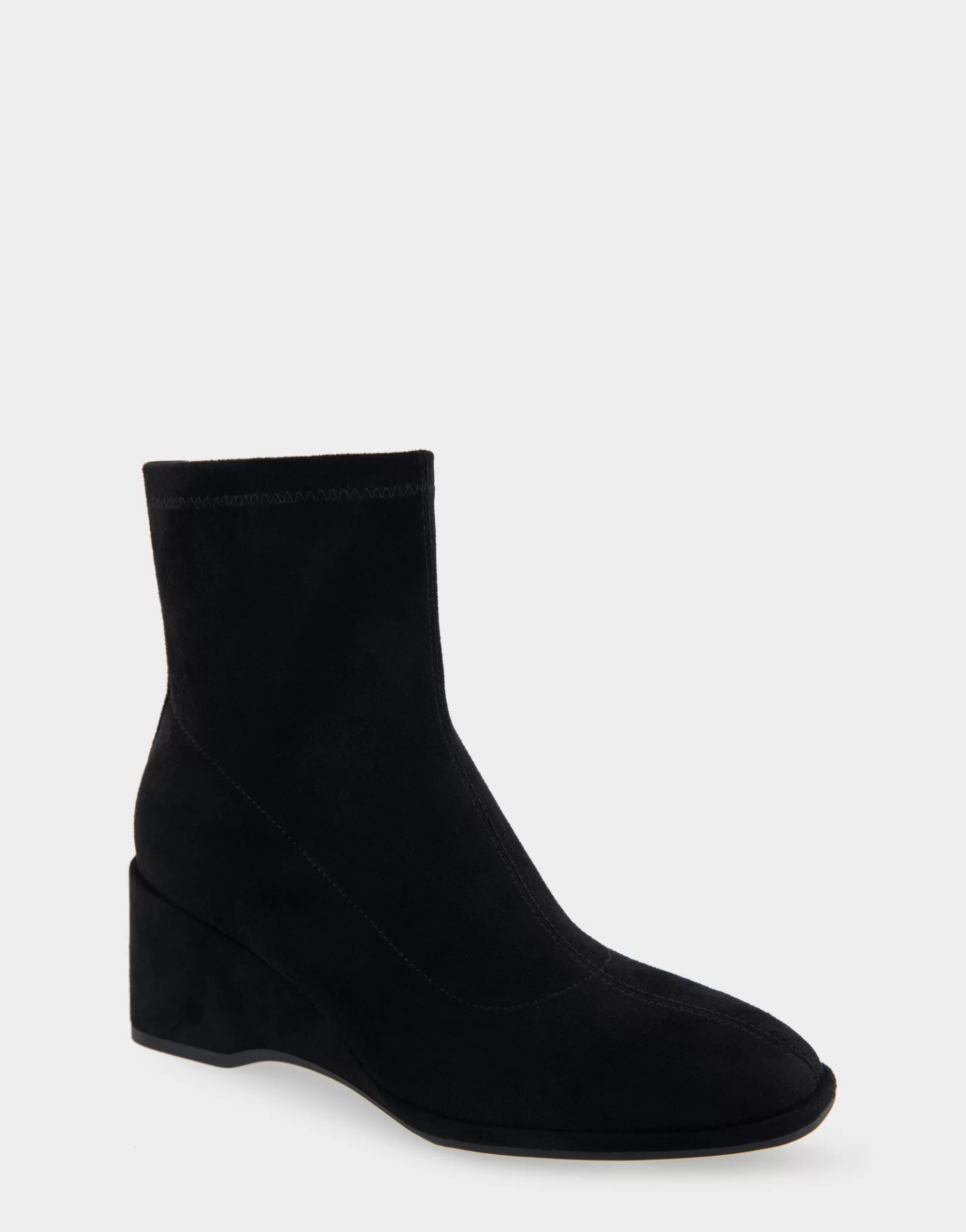 Aerosoles Wide Width Boots | Wedge Boots*Comfortable Women's Stretch Ankle Sculpted Wedge Boot in Black Faux Suede