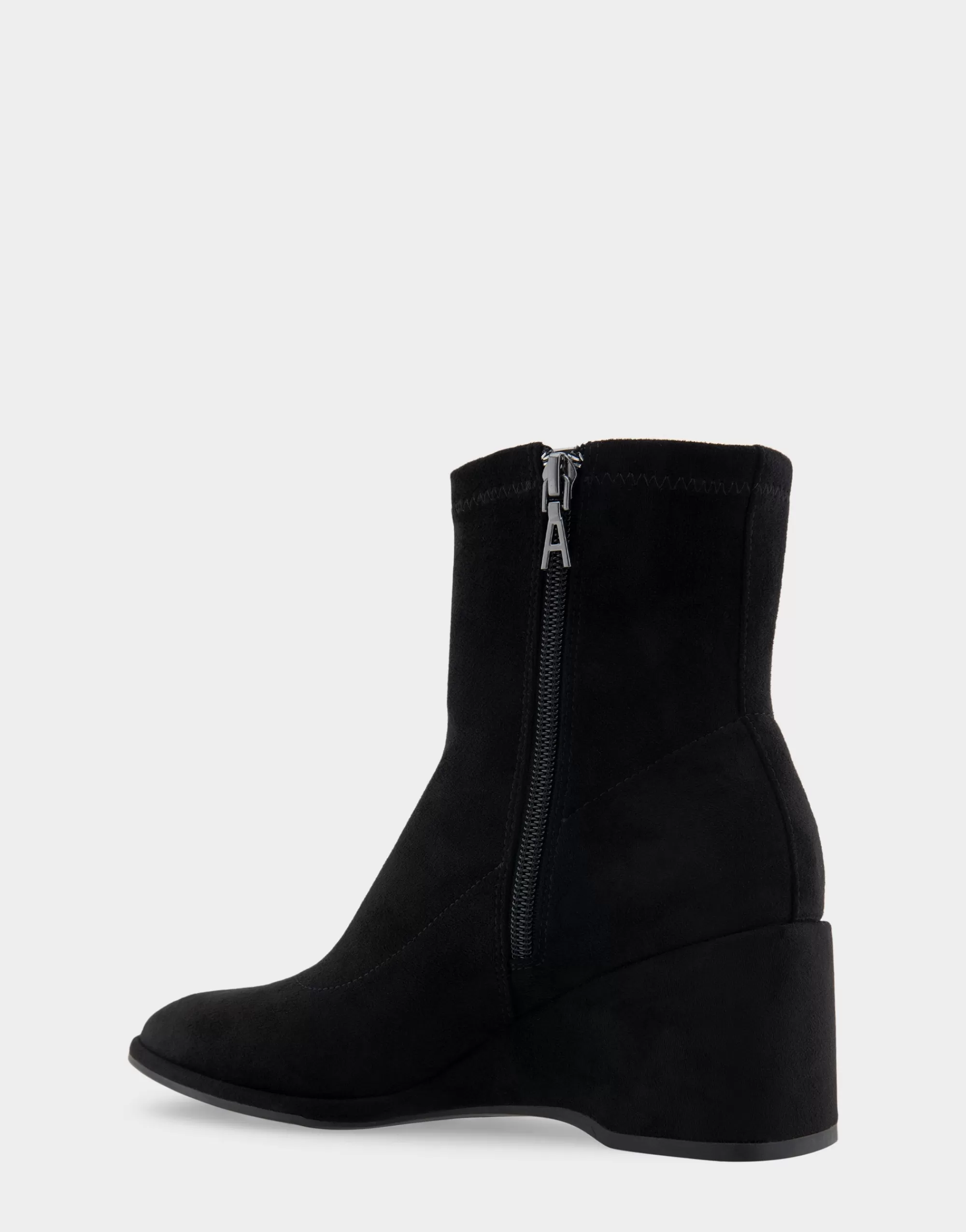 Aerosoles Wide Width Boots | Wedge Boots*Comfortable Women's Stretch Ankle Sculpted Wedge Boot in Black Faux Suede