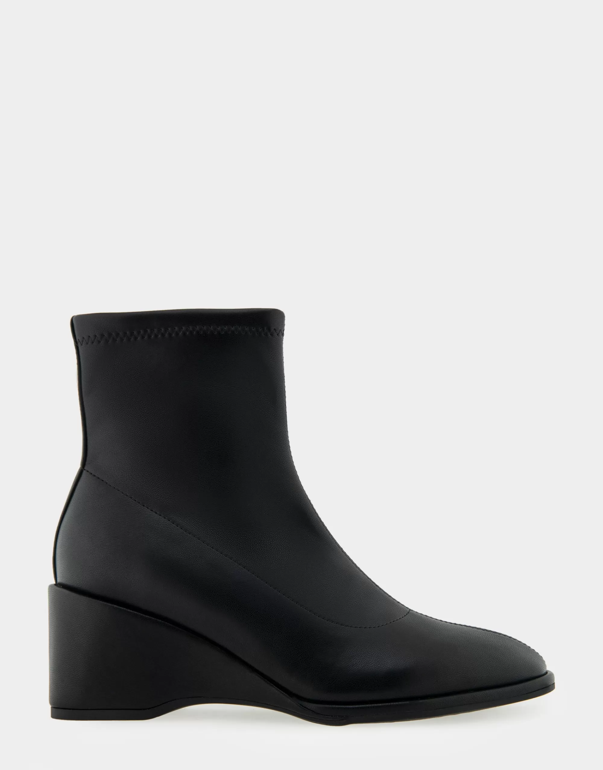 Aerosoles Wedge Boots | Ankle Boots*Comfortable Women's Stretch Ankle Sculpted Wedge Boot in Black Stretch Faux Leather Faux Leather