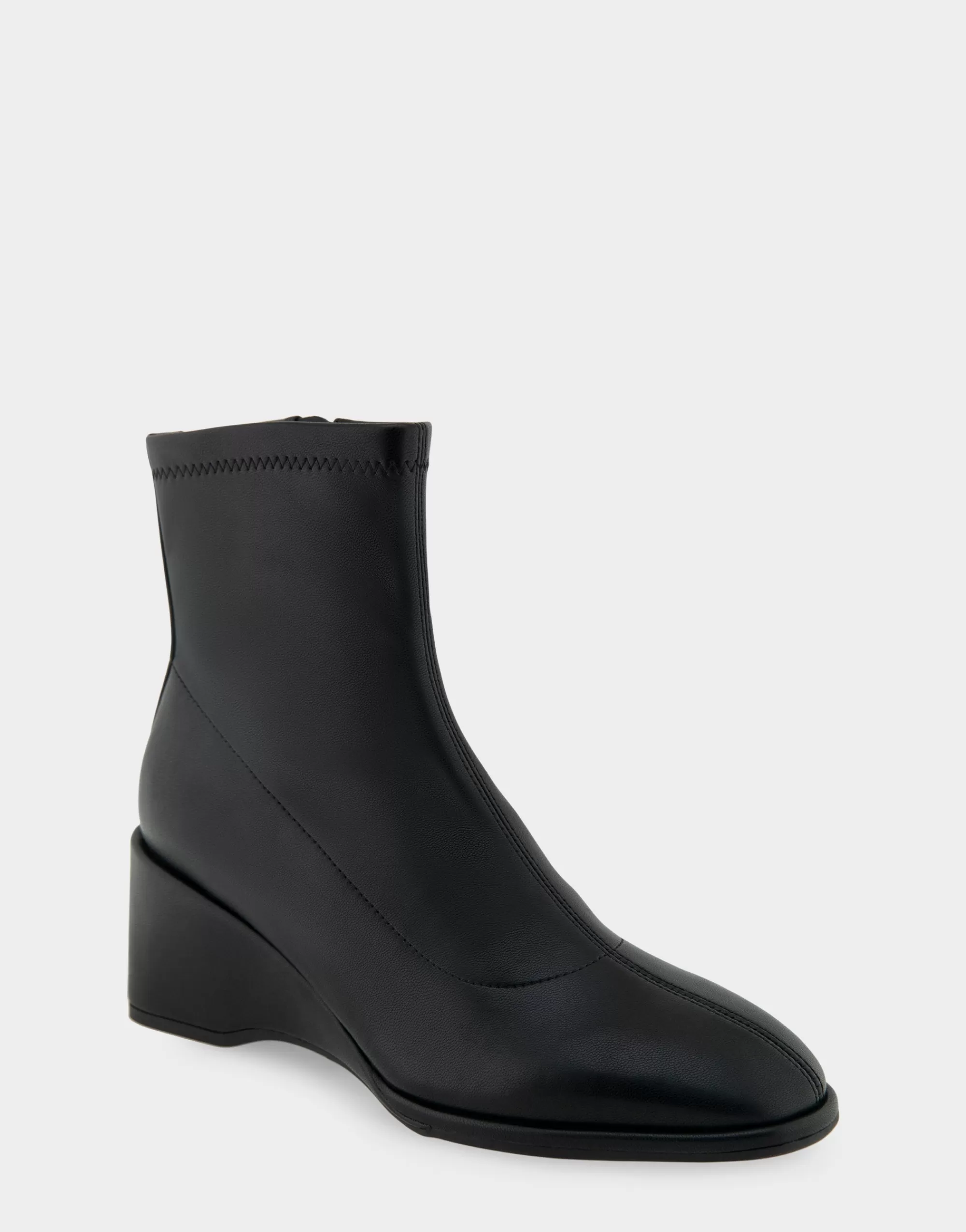 Aerosoles Wedge Boots | Ankle Boots*Comfortable Women's Stretch Ankle Sculpted Wedge Boot in Black Stretch Faux Leather Faux Leather