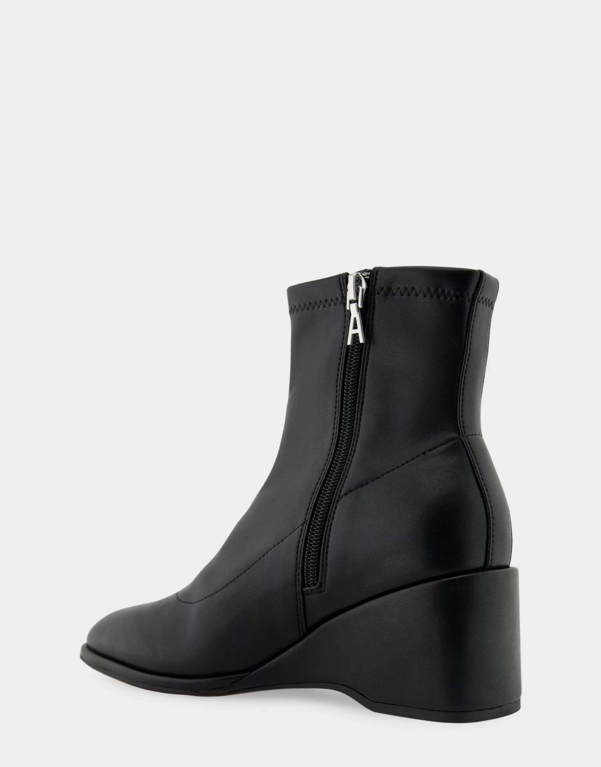Aerosoles Wedge Boots | Ankle Boots*Comfortable Women's Stretch Ankle Sculpted Wedge Boot in Black Stretch Faux Leather Faux Leather