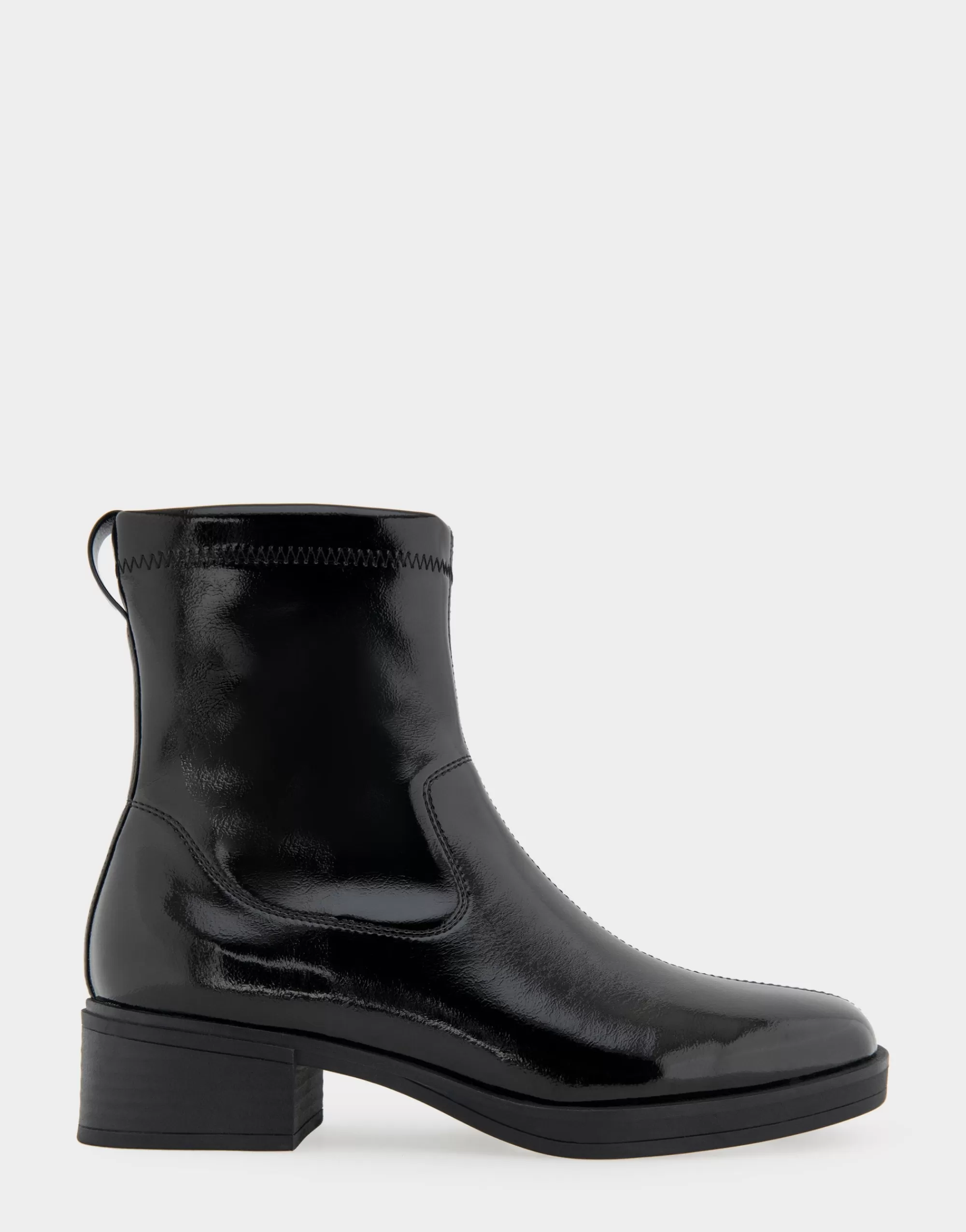 Aerosoles Ankle Boots*Comfortable Women's Stretch Equestrian Bootie in Black Stretch Crinkled Patent Faux Leather