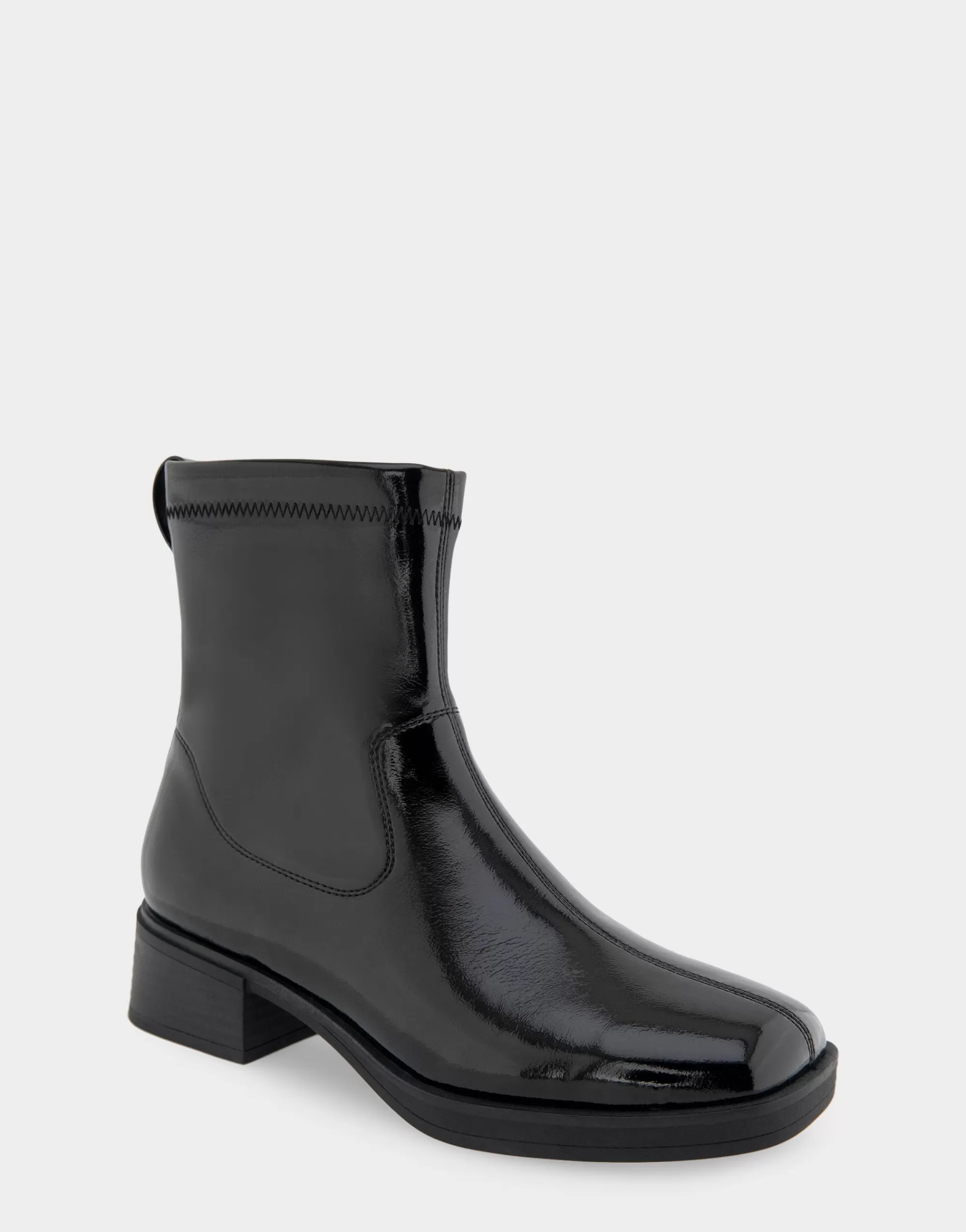Aerosoles Ankle Boots*Comfortable Women's Stretch Equestrian Bootie in Black Stretch Crinkled Patent Faux Leather