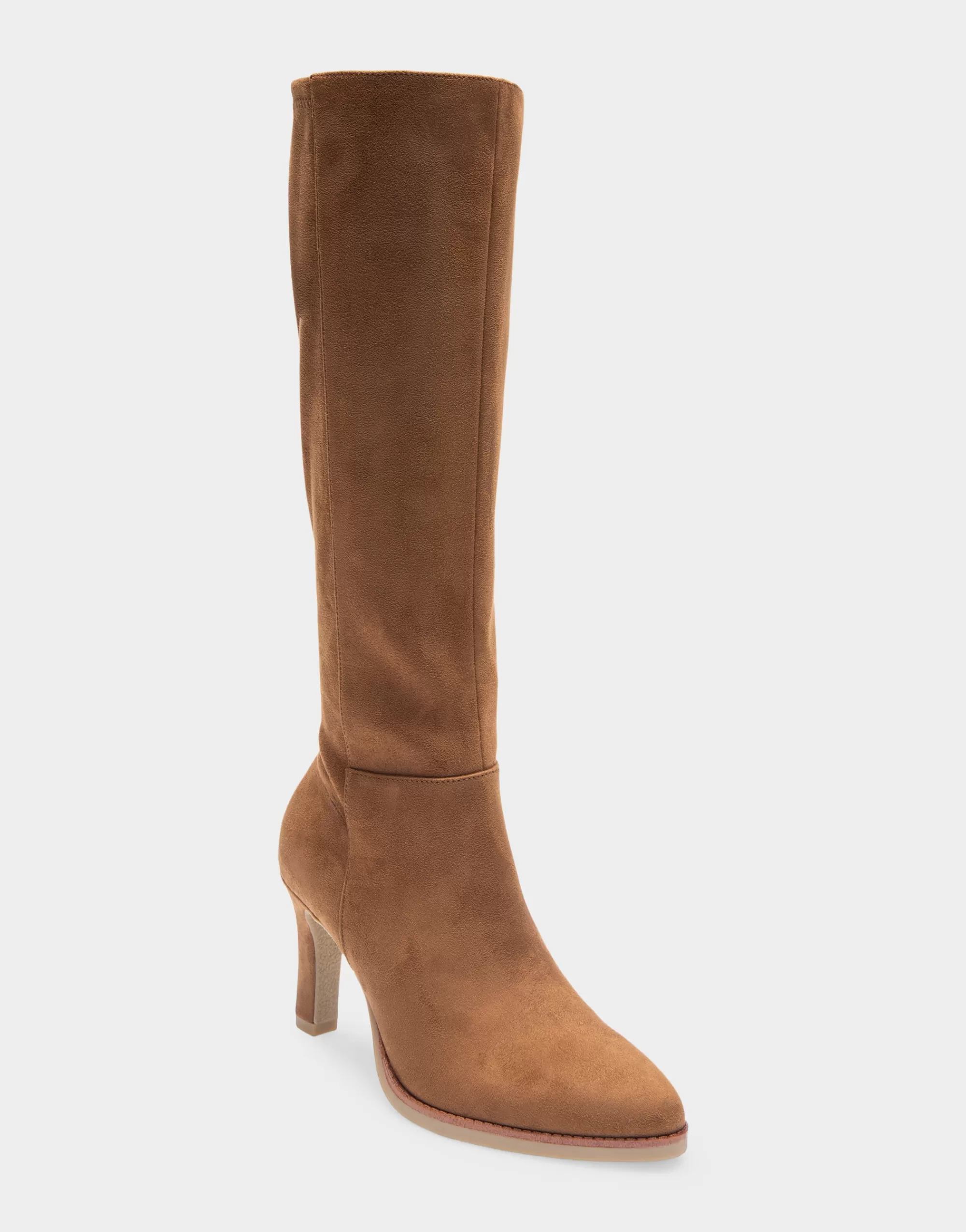 Aerosoles Heeled Boots | Tall Boots*Comfortable Women's Stretch Knee High Crepe Sole Stiletto Boot in Tobacco Faux Suede Faux Suede