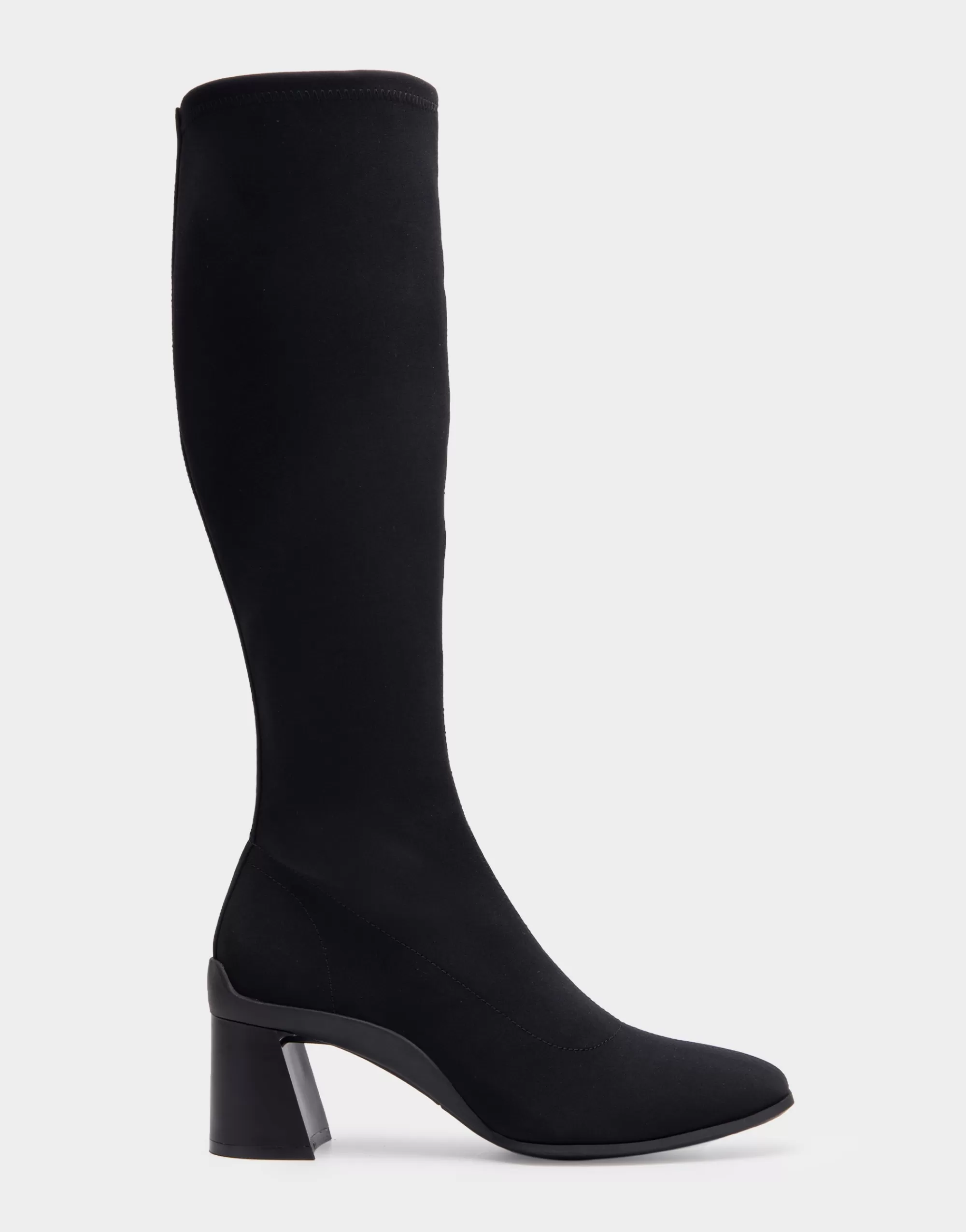 Aerosoles Heeled Boots | Tall Boots*Comfortable Women's Stretch Knee High Sculpted Heel Boot in Black Stretch Gabardine Fabric