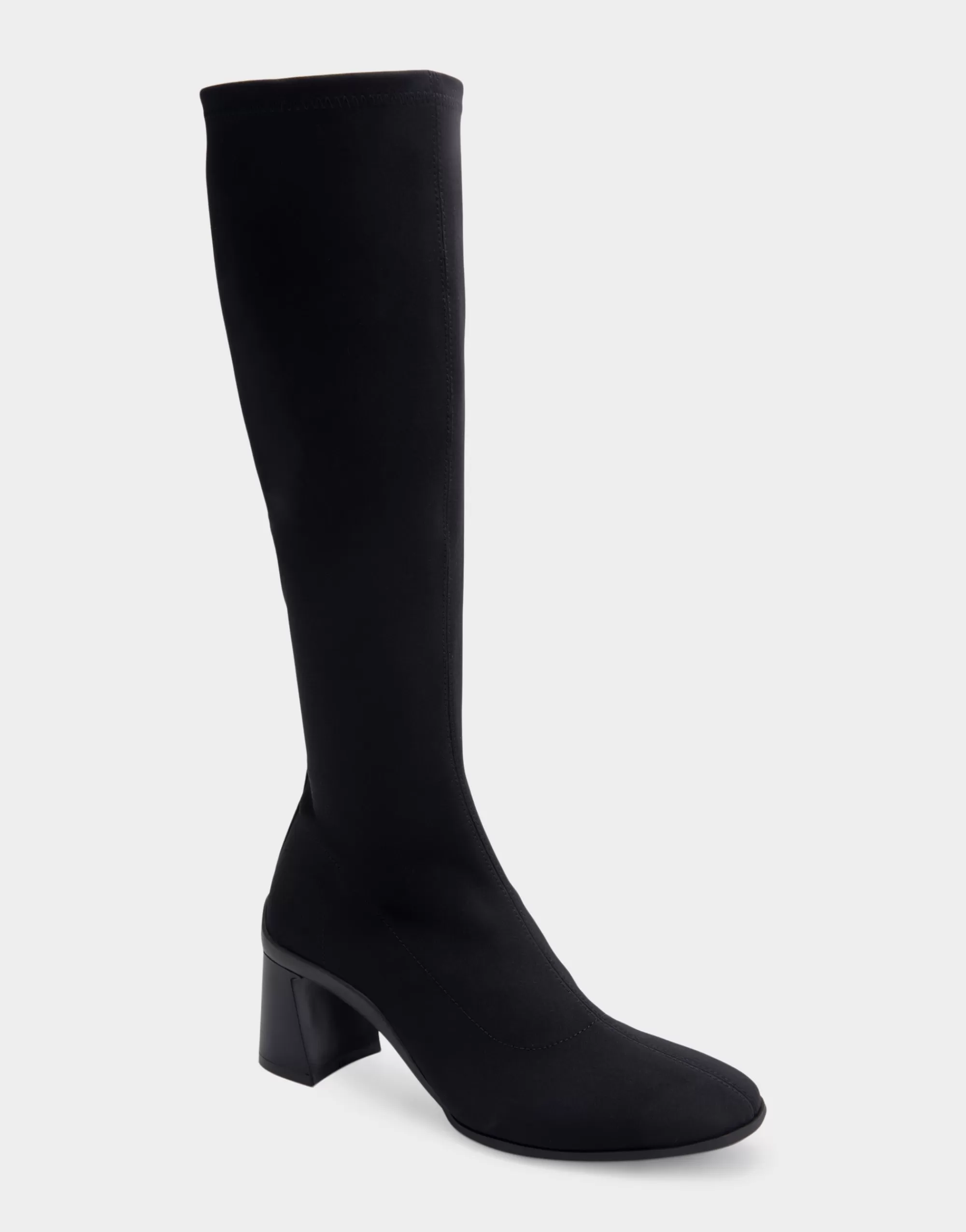 Aerosoles Heeled Boots | Tall Boots*Comfortable Women's Stretch Knee High Sculpted Heel Boot in Black Stretch Gabardine Fabric
