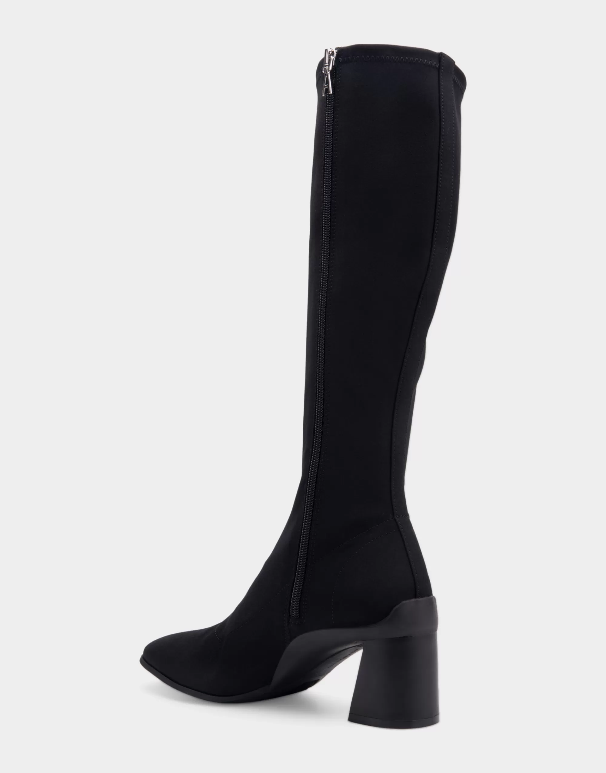Aerosoles Heeled Boots | Tall Boots*Comfortable Women's Stretch Knee High Sculpted Heel Boot in Black Stretch Gabardine Fabric