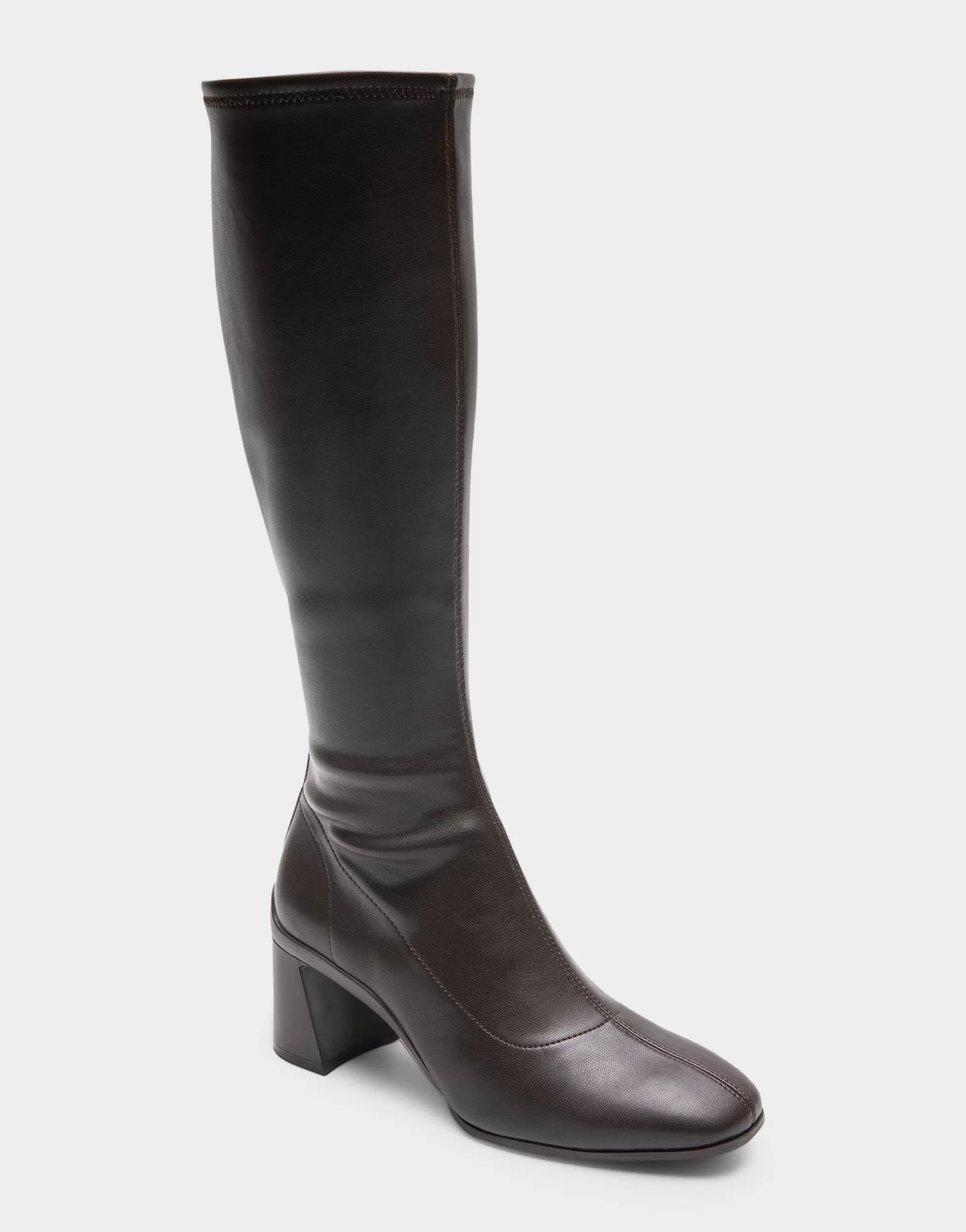 Aerosoles Heeled Boots | Tall Boots*Comfortable Women's Stretch Knee High Sculpted Heel Boot in Java Stretch Faux Leather Faux Leather
