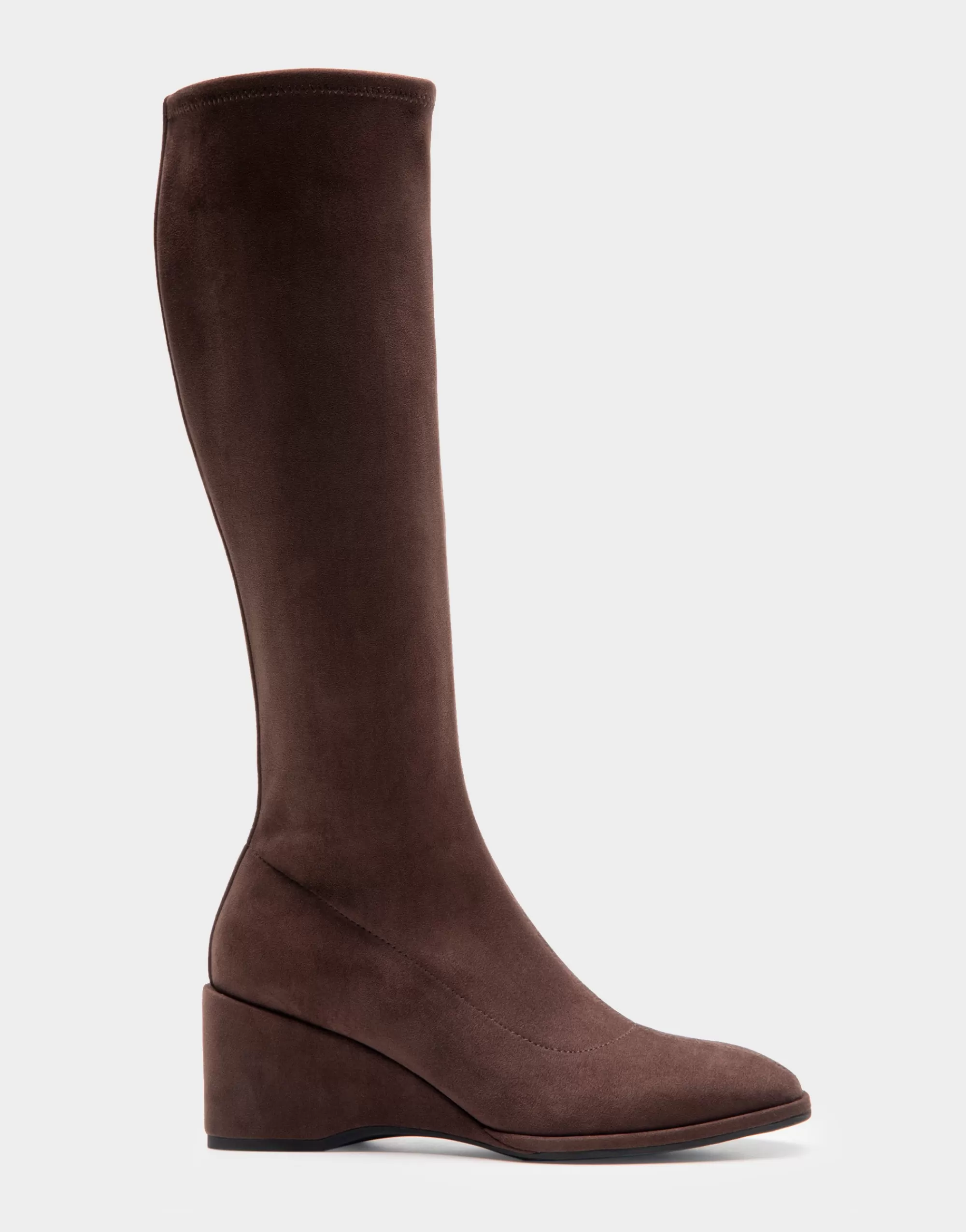 Aerosoles Wedge Boots | Tall Boots*Comfortable Women's Stretch Knee High Sculpted Wedge Boot in Java Faux Suede Faux Suede